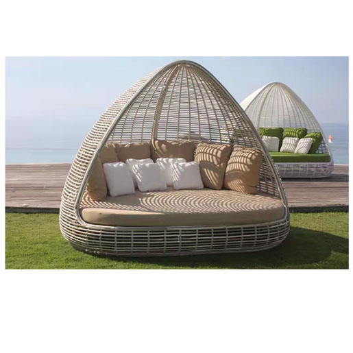 【Home&Garden】Outdoor leisure bed beach bed rattan bed sofa birdcage garden rattan chair indoor furniture rattan bed round bed recliner