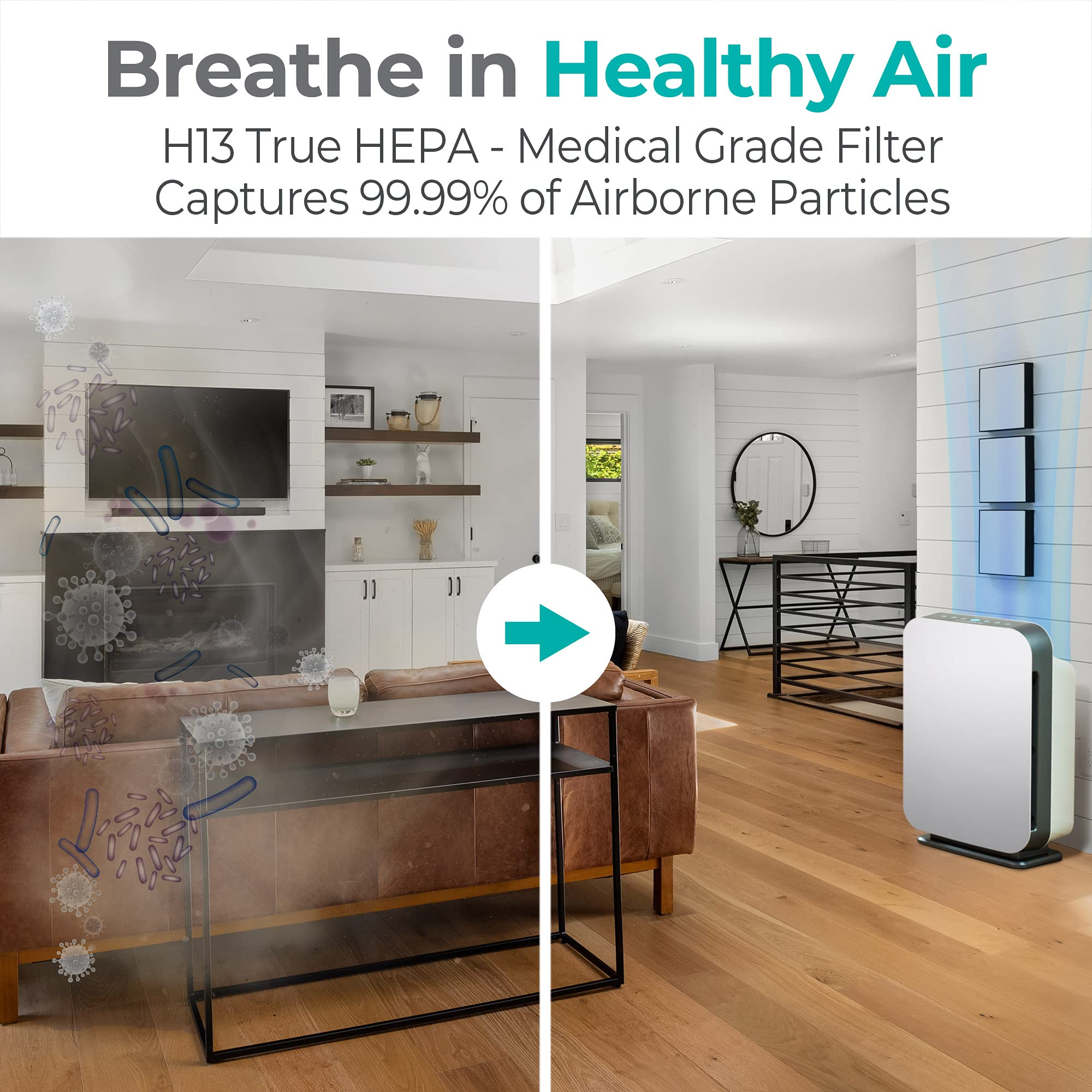 【Appliances】Alen BreatheSmart 75i Large Room Air Purifier, Medical Grade Filtration H13 True HEPA