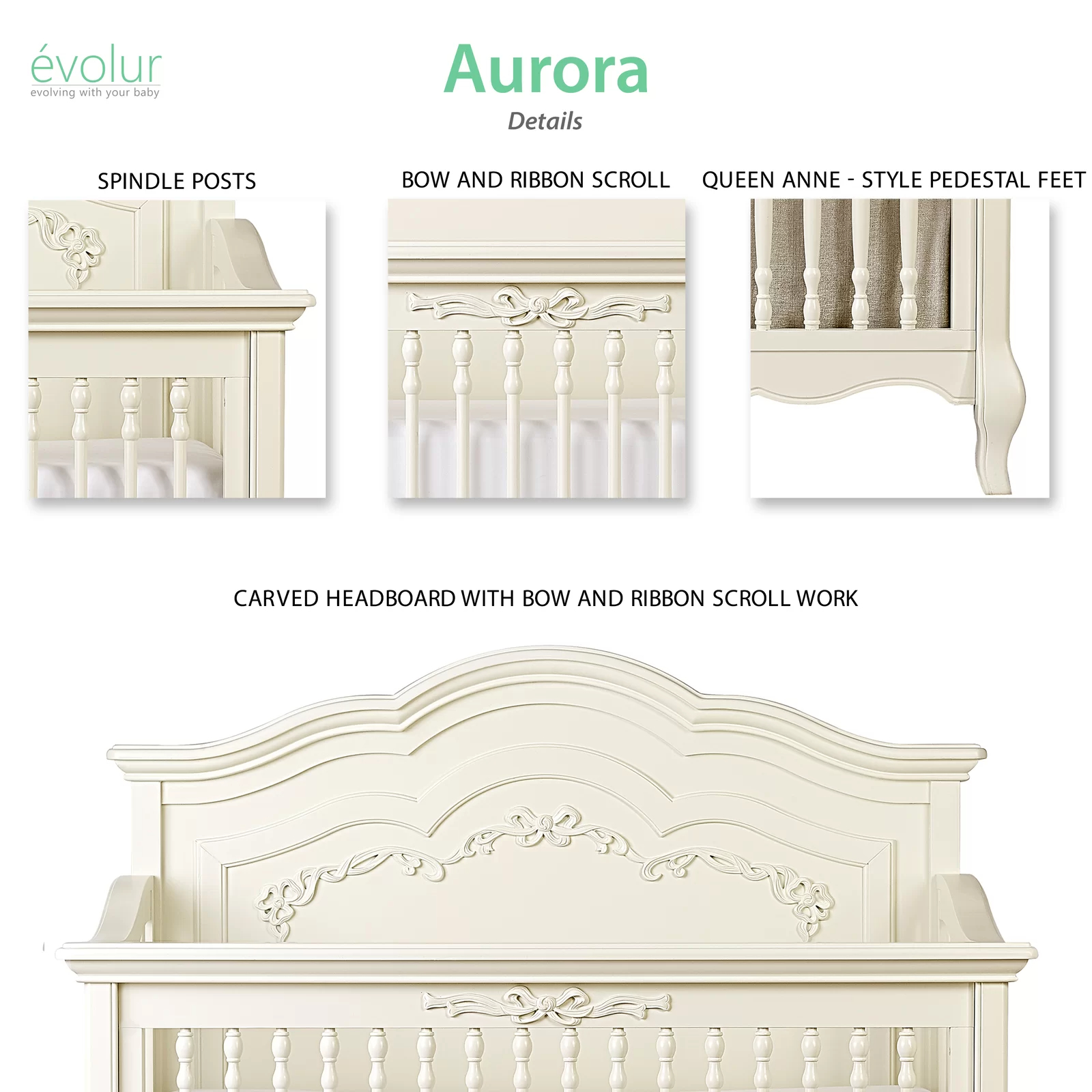 【Baby&Kids】Aurora 5-in-1 Convertible Crib