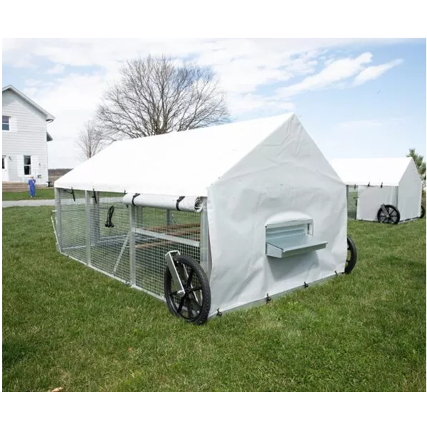 【Home&Garden】【BS】Chicken Coop, Large Metal Walk-in Poultry Cage Kennel with Waterproof Cover