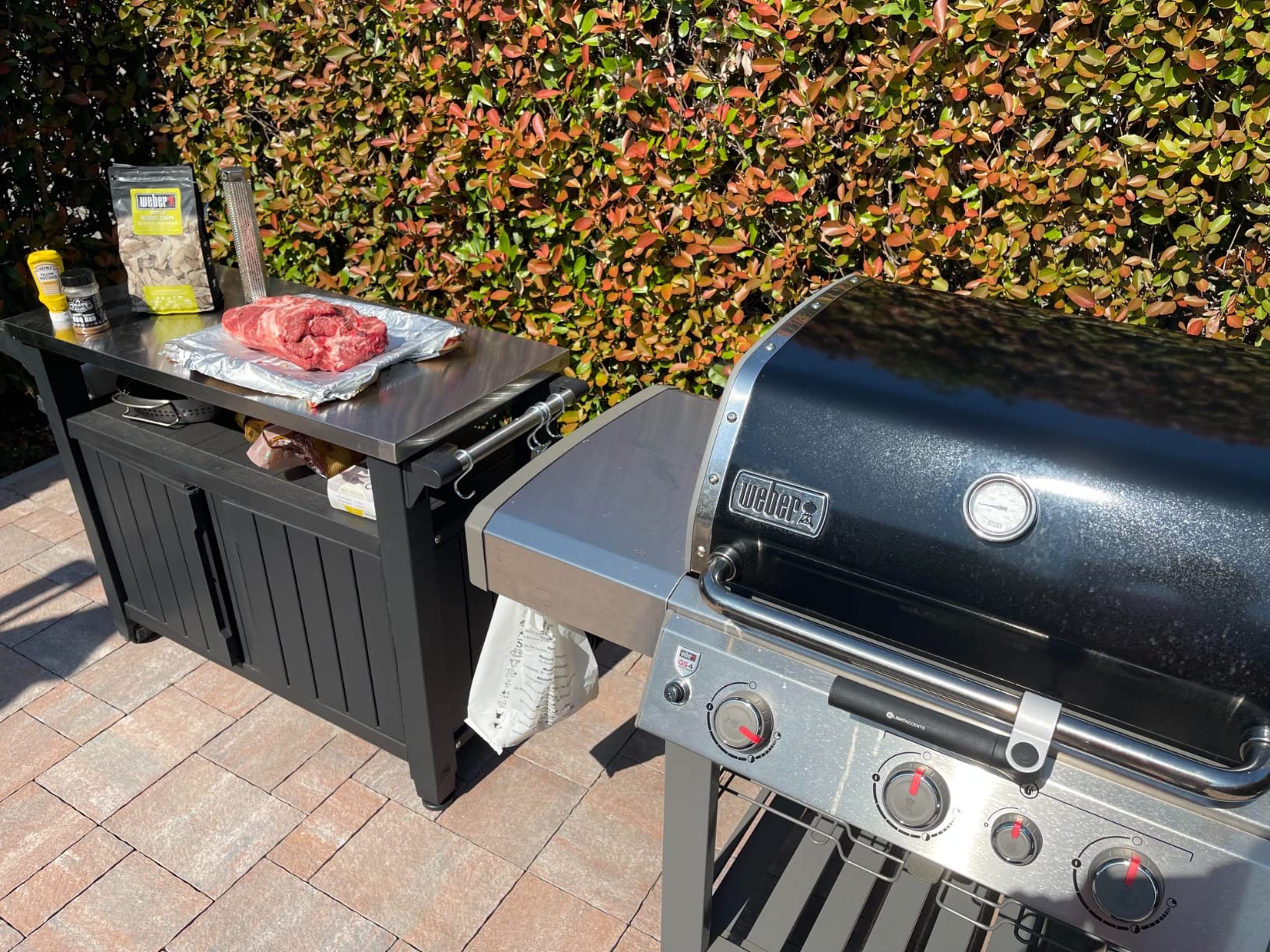 【Home & Garden】Outdoor Portable Entertainment Kitchen Storage and Food Station, Graphite, 70 x 54 x 90 cm