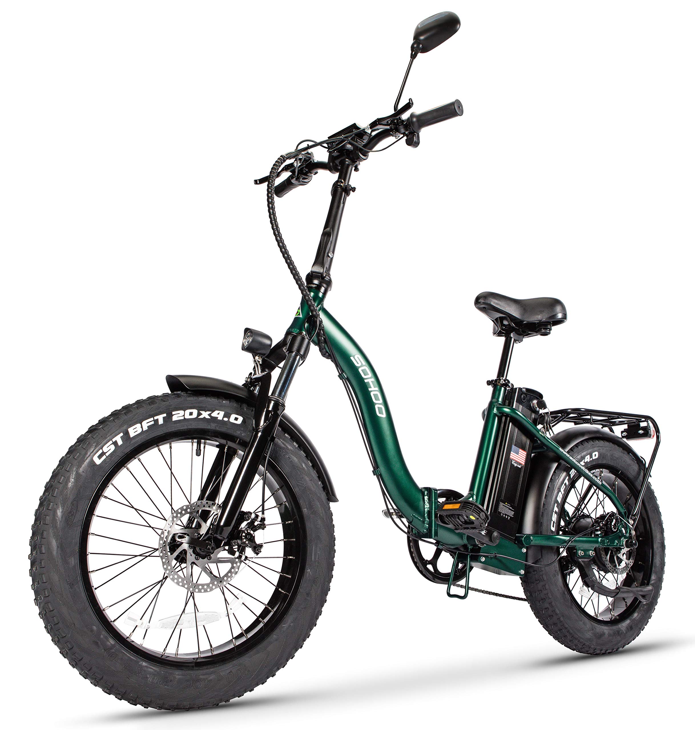【Sports&Outdoors】Adult Step-Over & Step-Thru Folding Fat Tire E-Bike Mountain Electric Bicycle