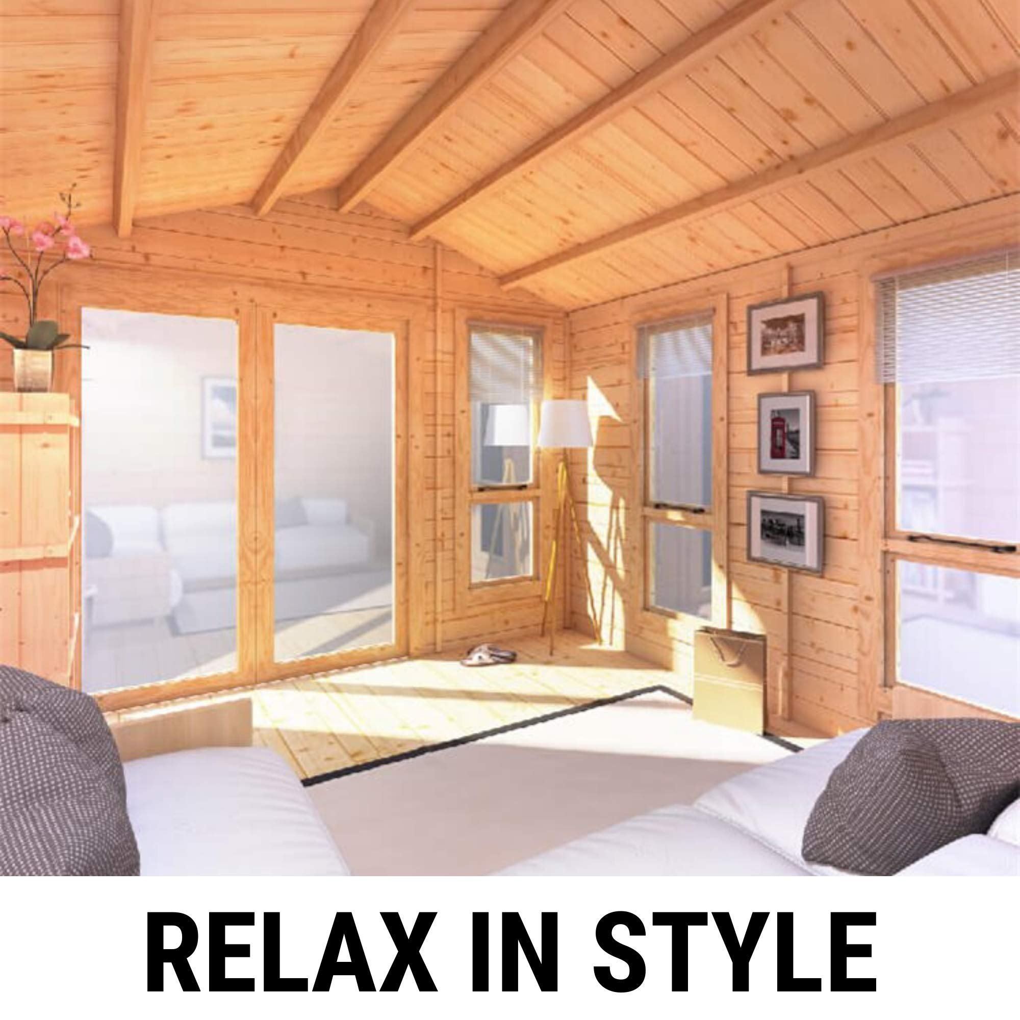 【Home&Garden】12x10 Log Cabin Summerhouse | Apex Tongue & Groove Log Cabin | Floor, Roof & Felt Included