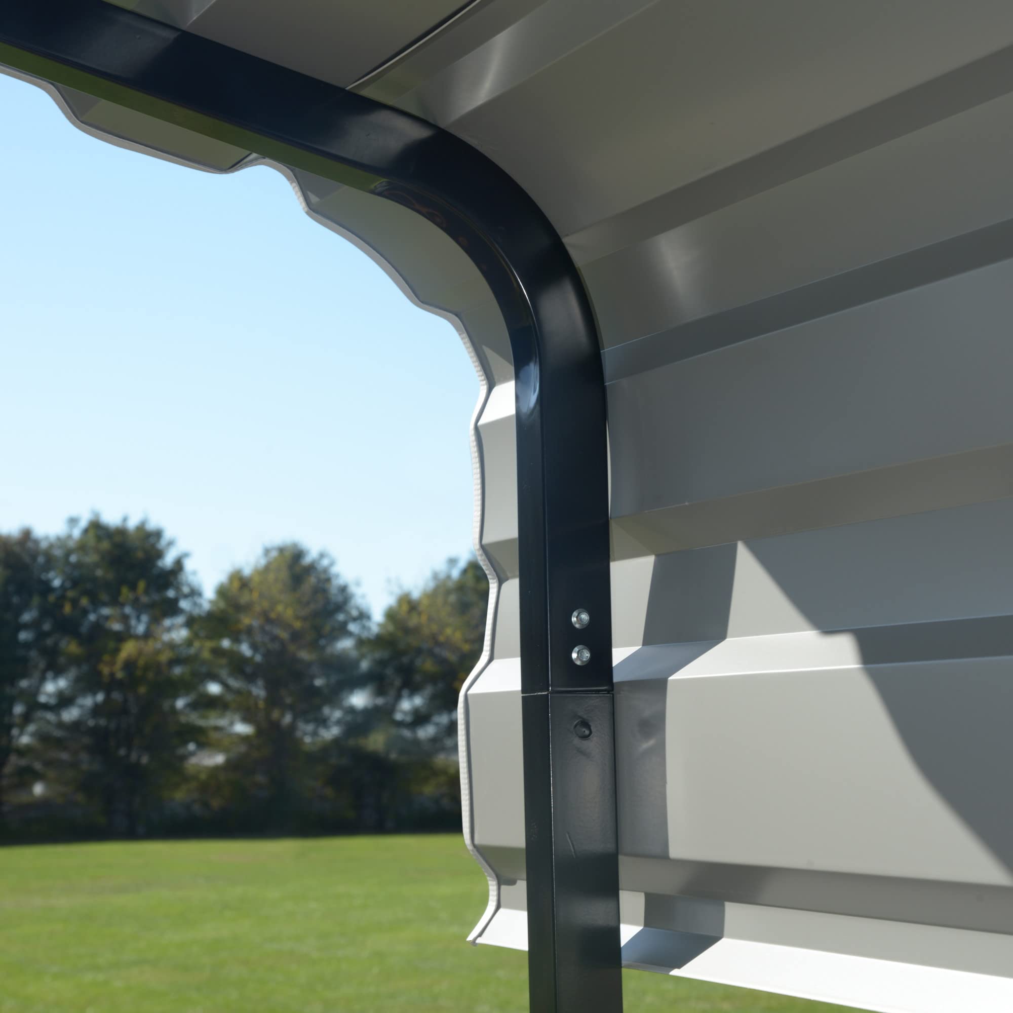 【Home&Garden】10' x 15' x 7' 29-Gauge Carport with Galvanized Steel Roof Panels & Enclosure Kit, Charcoal