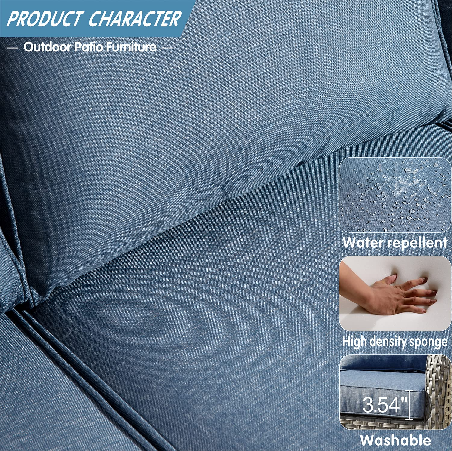 【Furniture】Patio Furniture Sets Outdoor Conversation Set All Weather Wicker High Back Couch with Ottomans