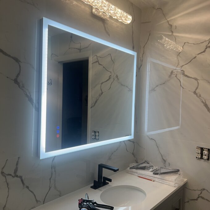 【Home Improvement】Bronson Rectangle LED Wall Mirror
