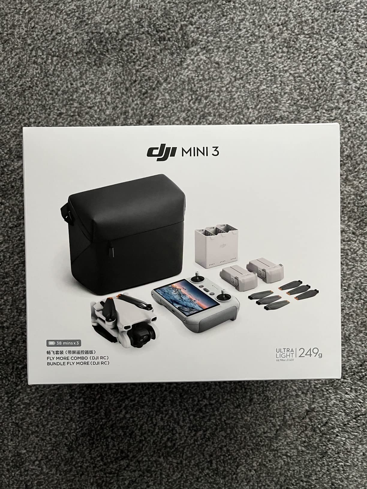 DJI Mini 3 Fly More Combo (DJI RC), Lightweight 3x Mechanical Gimbal Mini Camera Drone with 4K HDR Video, 3 Batteries for 114-min Flight Time, Vertical Shooting, 32800ft (10km) Video Transmission