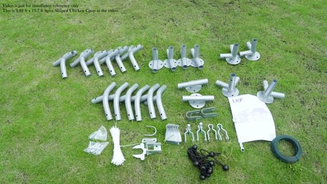 【Home&Garden】【BS】Chicken Coop, Large Metal Walk-in Poultry Cage Kennel with Waterproof Cover