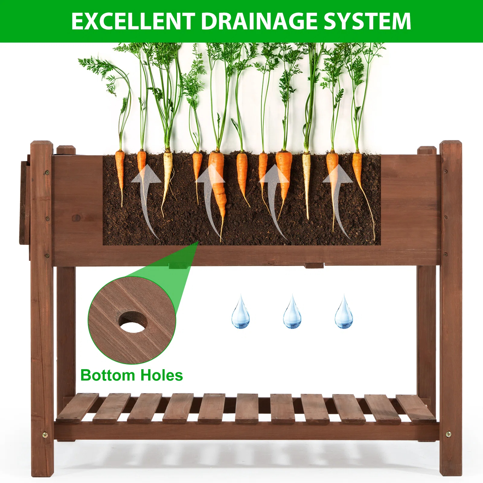 【Home&Garden】Fraser-James Wood Elevated Planter