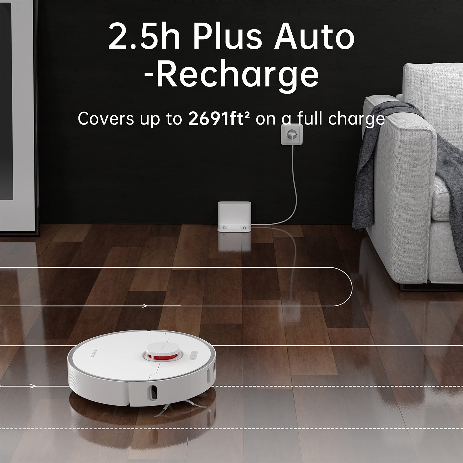 【Appliances】Robot Vacuum, Robotic Vacuum with 4000Pa Strong Suction for Pet Hair, Carpets Hard Floor