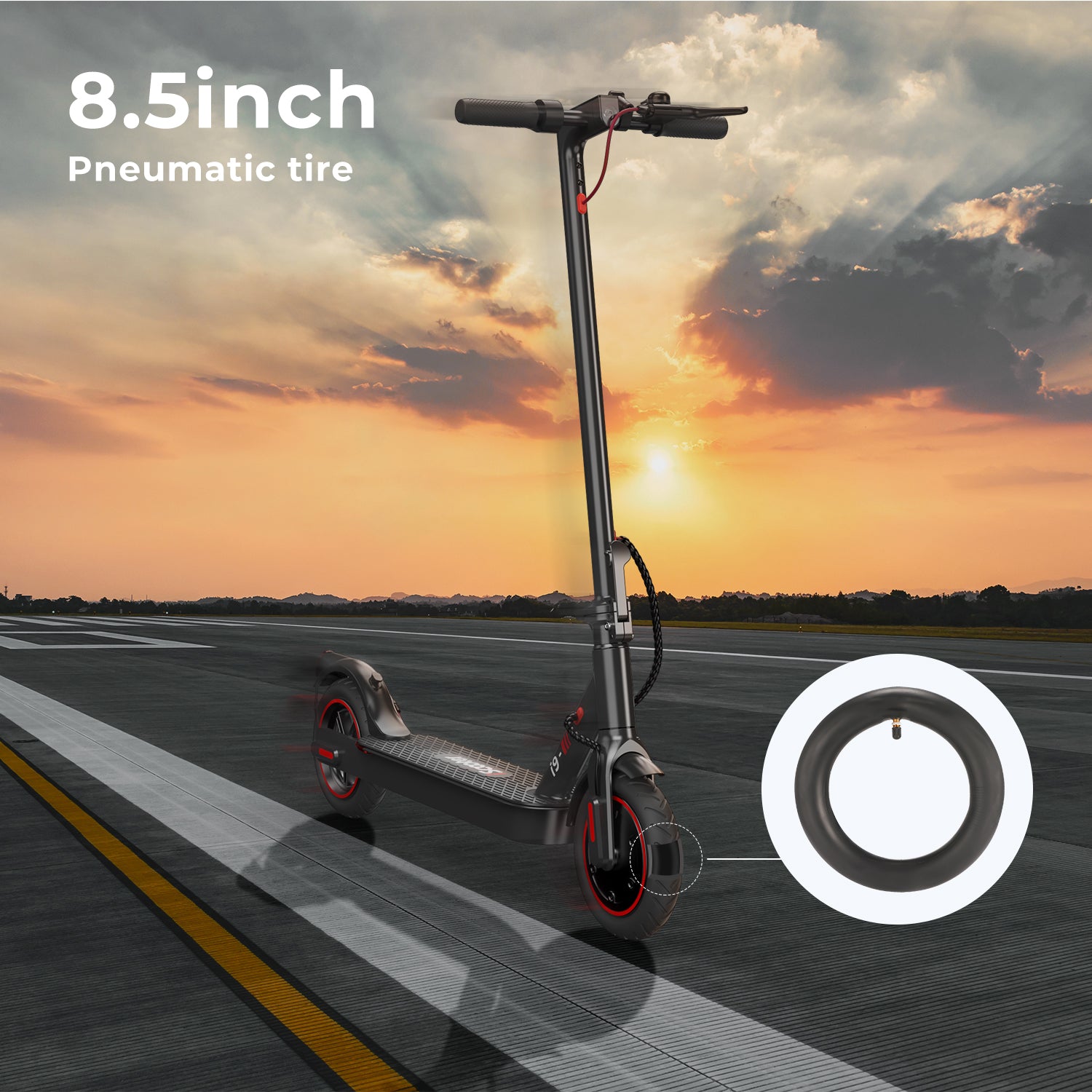 iScooter adult electric scooter, 40-45 km range, 3 speed modes, LCD display, dual brake system