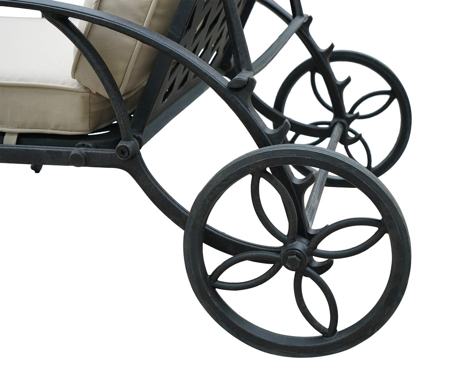 【Home&Garden】Chaise Lounge Outdoor Chair with Cushions, Aluminum Pool Side Sun Lounges with Wheels