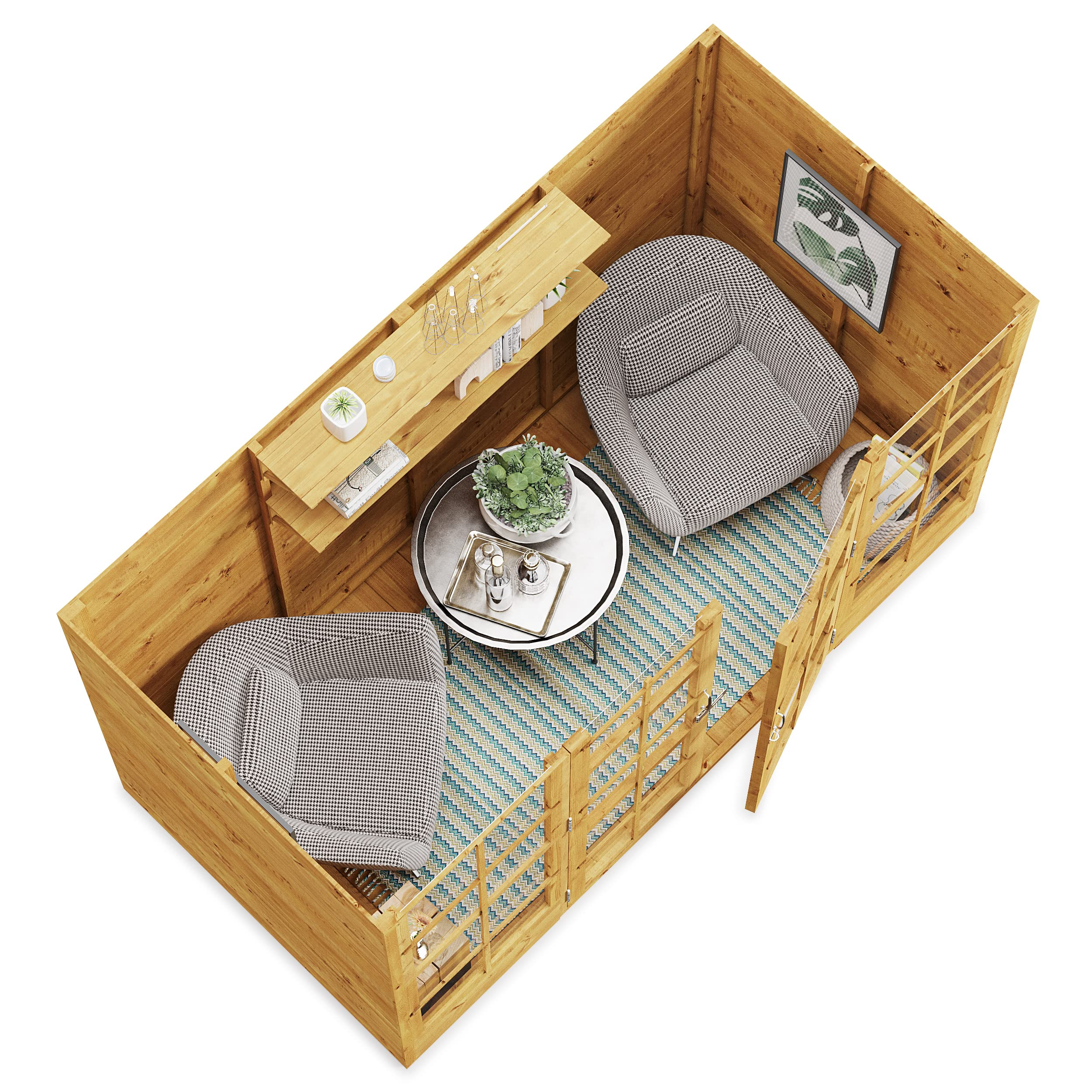 【Home&Garden】Summerhouse Log Cabin 4 x 8 Wooden Garden Storage Shed Summer House Harper Apex Summerhouses