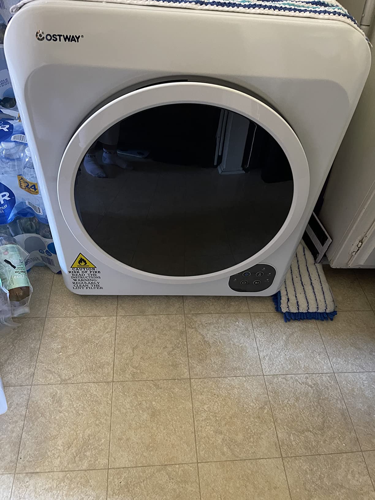 【Appliances】COSTWAY 1700W Electric Portable Clothes Dryer, 13.2 lbs Capacity Front Load Compact Tumble Laundry Dryer