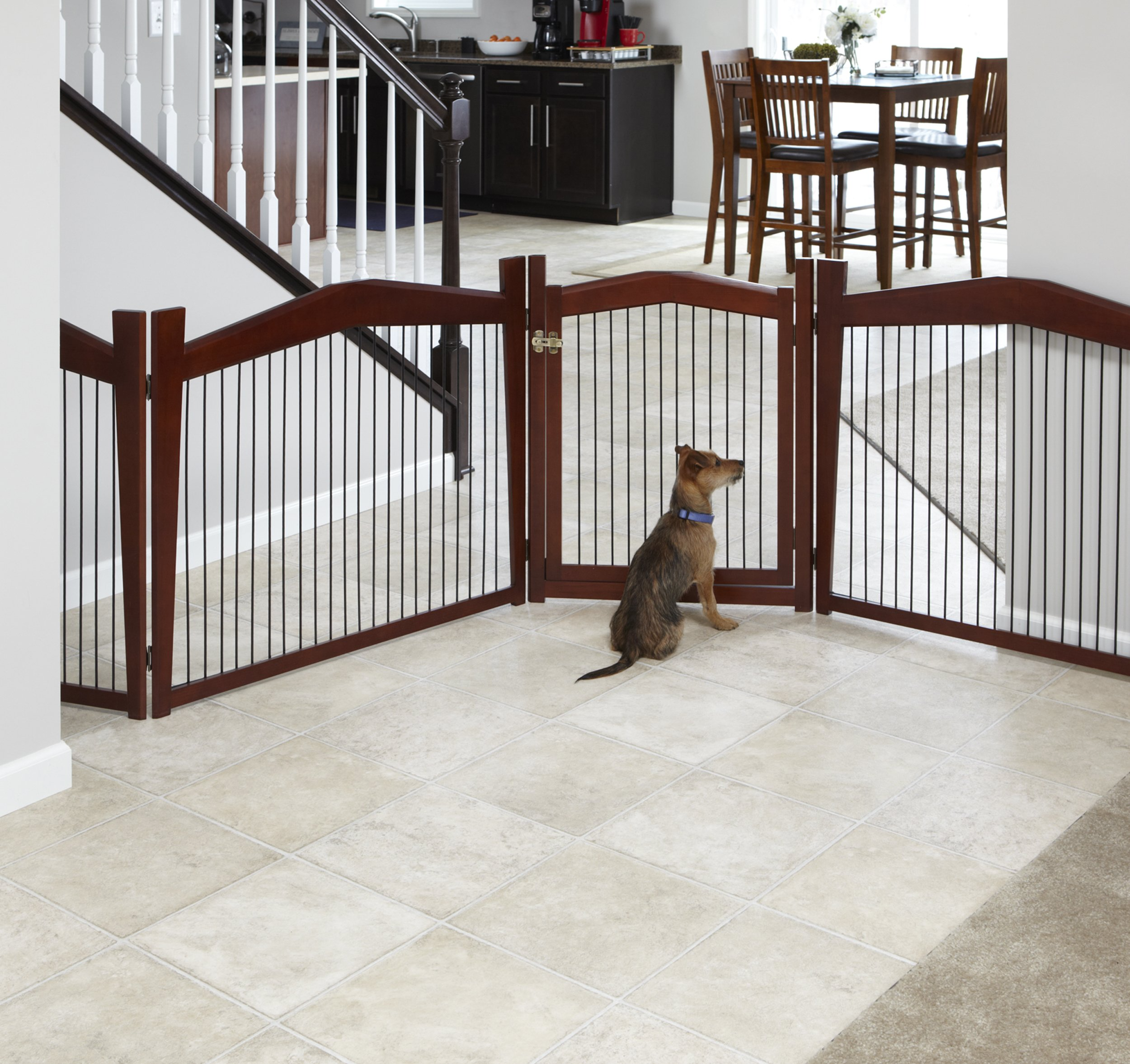 【Home&Garden】2-in-1 Configurable Pet Crate and Gate, Brown, Large