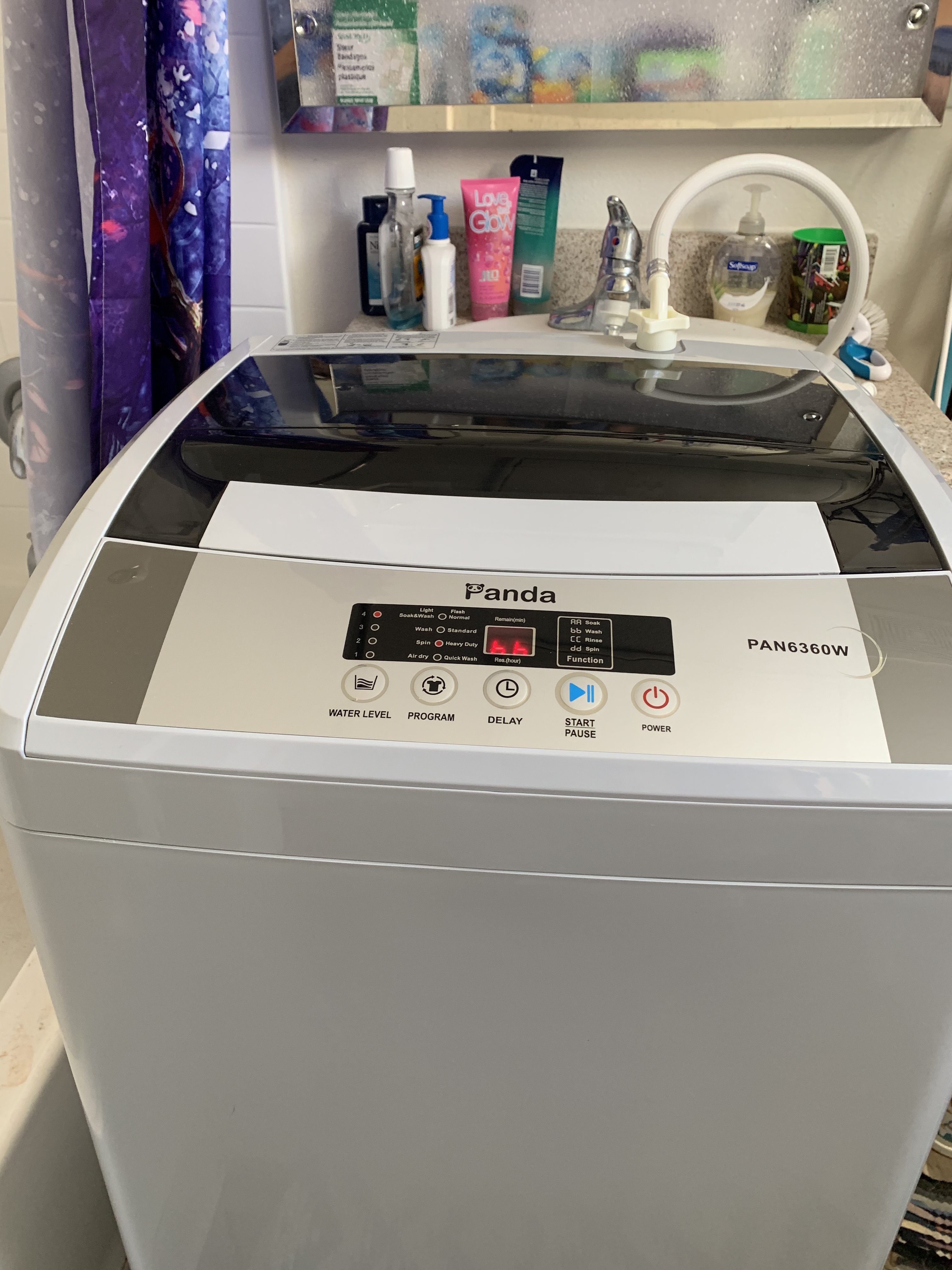 【Appliances】Panda Compact Portable Washing Machine, 1.54 cu.ft, 8 Wash Programs, Top Load Clothes Washer