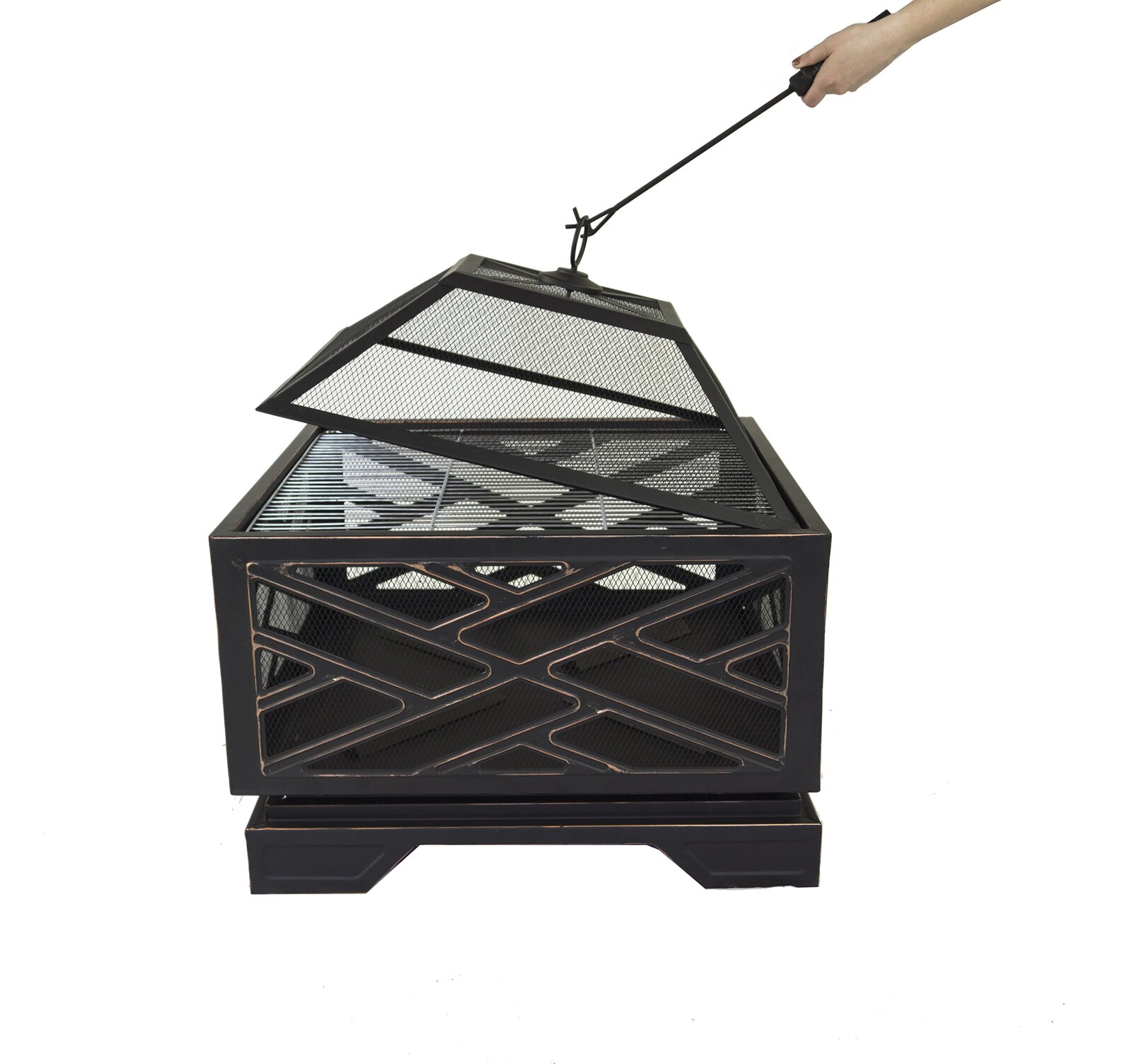【Sports&Outdoors】Telvin 26'' H x 26'' W Steel Wood Burning Outdoor Fire Pit with Lid