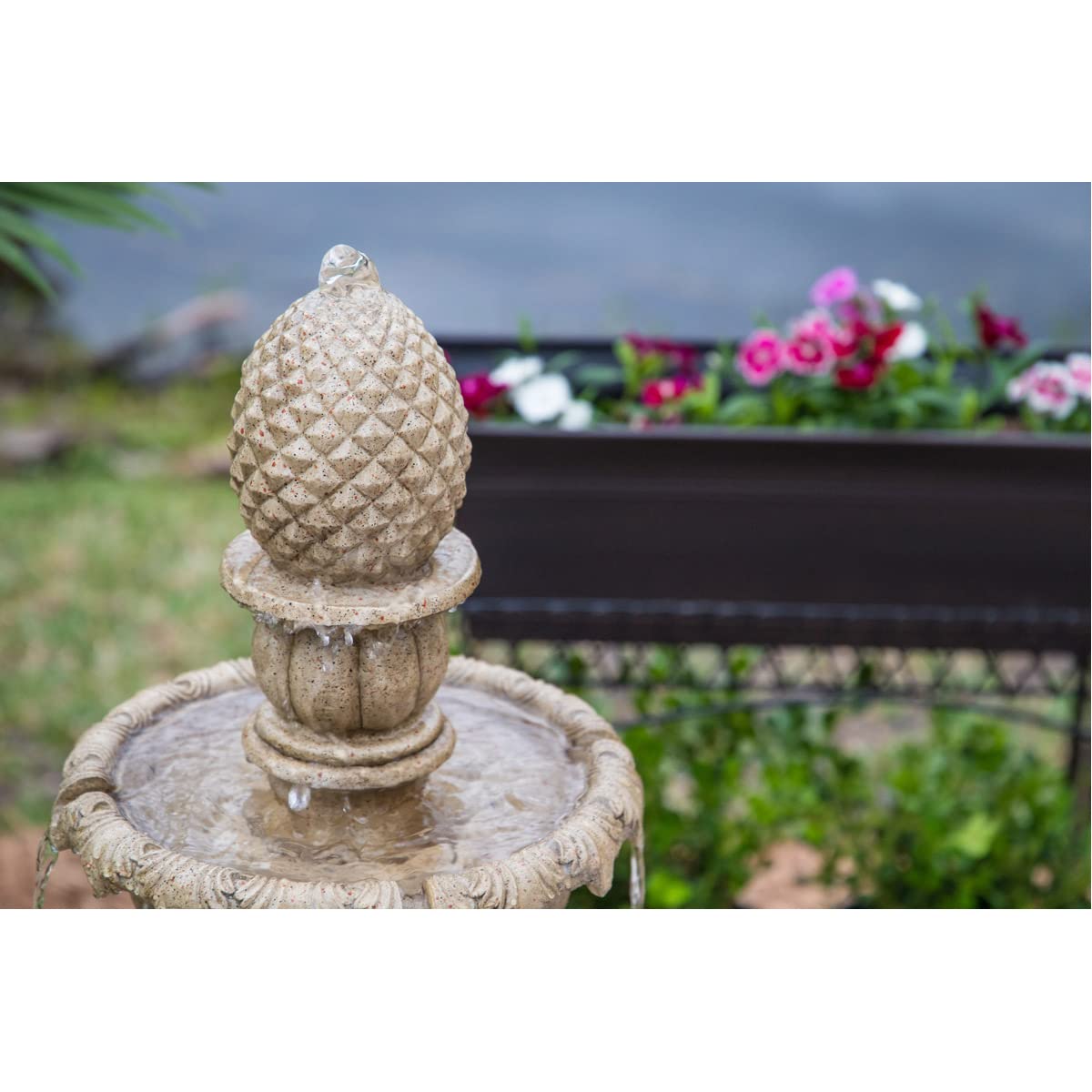 【Décor】Kenroy Home Ibiza Water Fountain, Outdoor Floor Fountain, Sandstone
