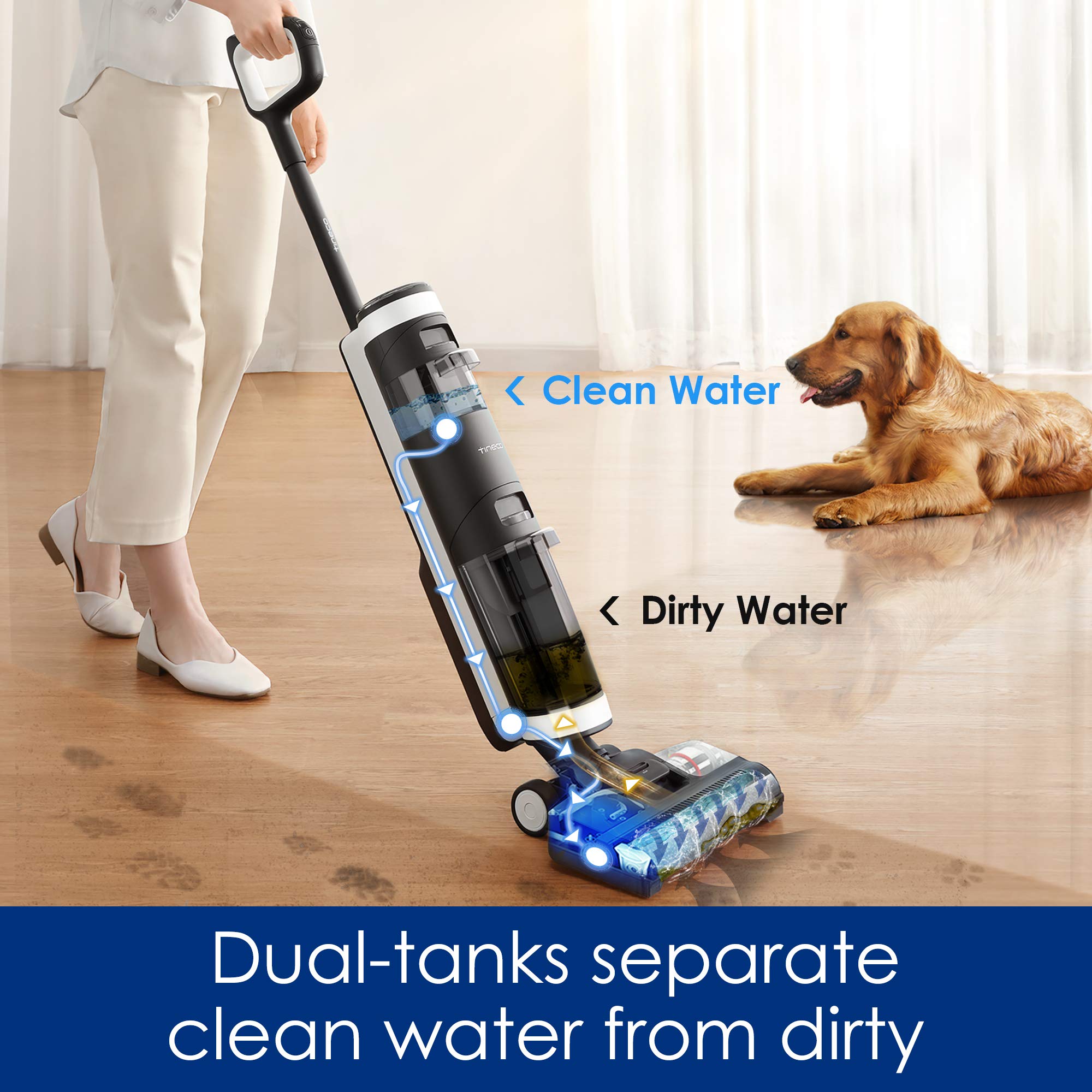 【Appliances】Cordless Hardwood Floors Cleaner, Lightweight Wet Dry Vacuum Cleaners with Smart System
