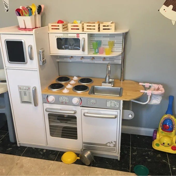 【Baby&Kids】Uptown White Wooden Play Kitchen with Play Phone & Chalkboard