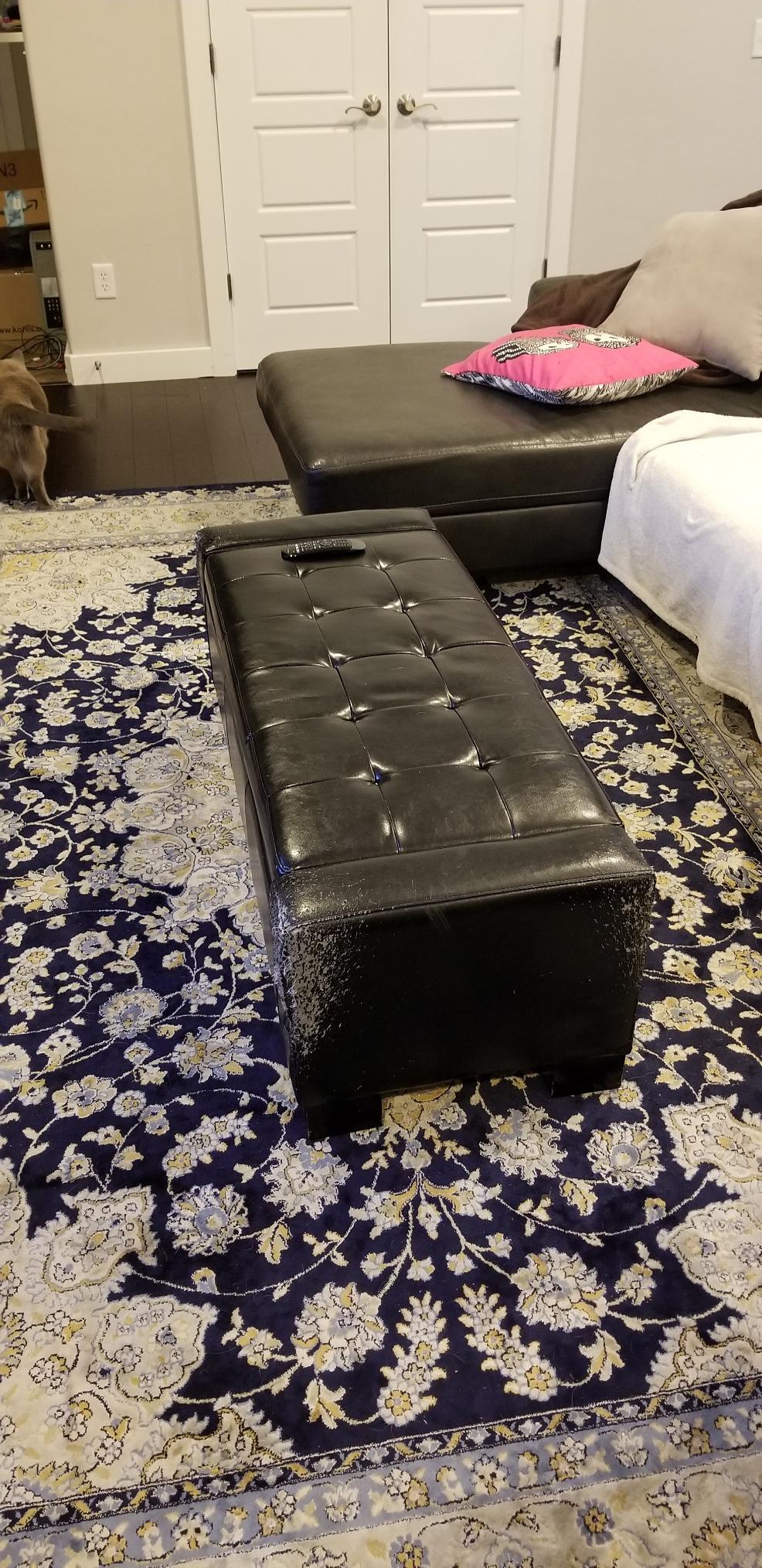 【Furniture】Christopher Knight Home Guernsey Leather Wood-Frame Storage Ottoman