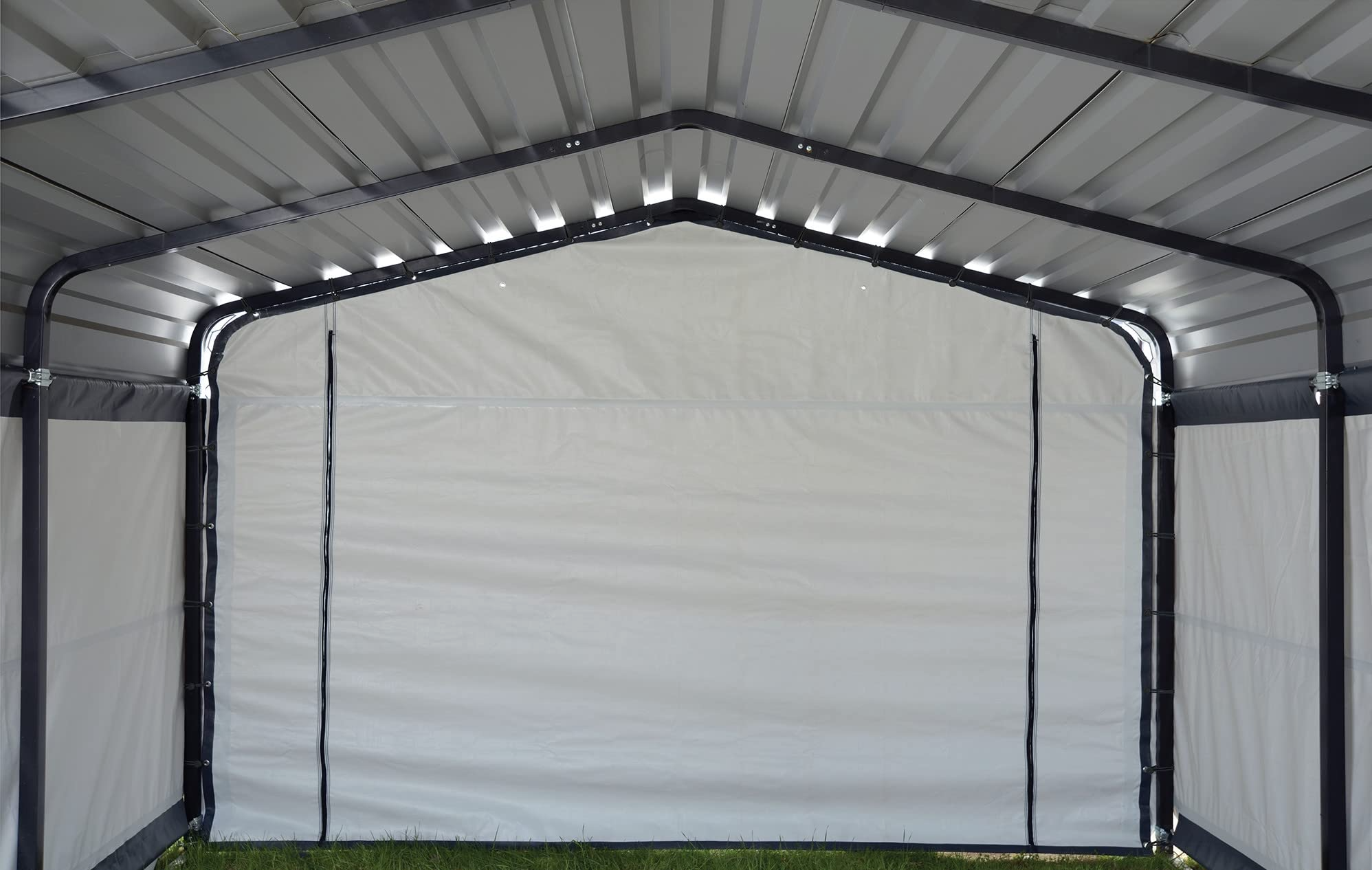 【Home&Garden】10' x 15' x 7' 29-Gauge Carport with Galvanized Steel Roof Panels & Enclosure Kit, Charcoal