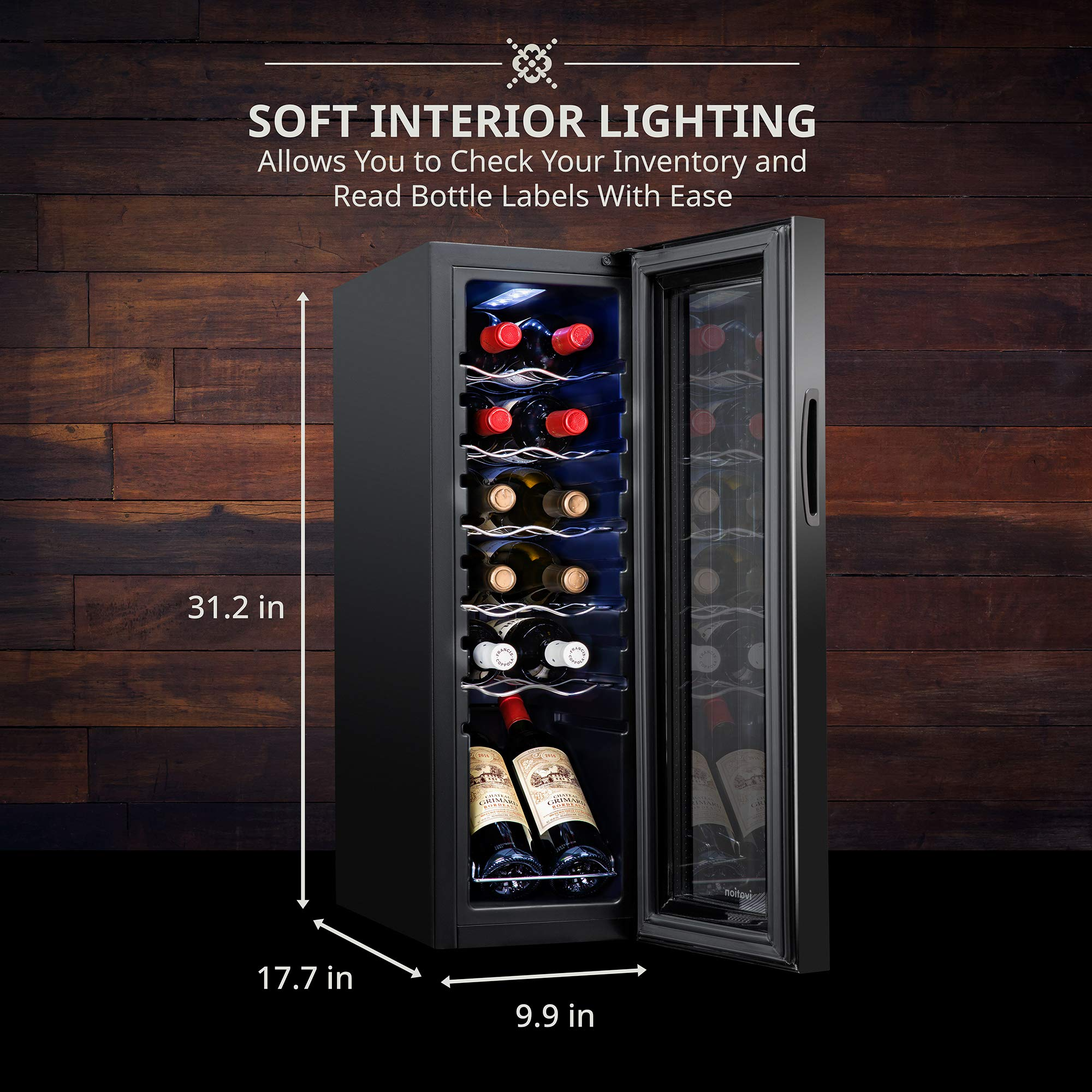 【Appliances】Ivation 12 Bottle Compressor Wine Cooler Refrigerator w/Lock, Large Freestanding Wine Cellar