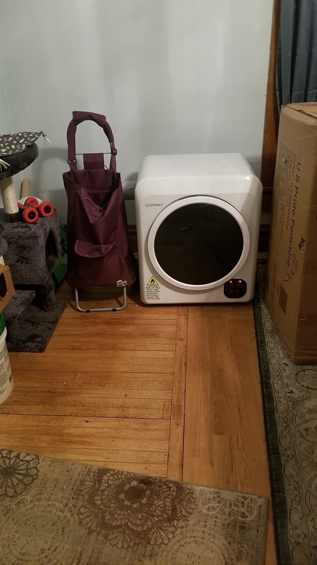 【Appliances】COSTWAY 1700W Electric Portable Clothes Dryer, 13.2 lbs Capacity Front Load Compact Tumble Laundry Dryer