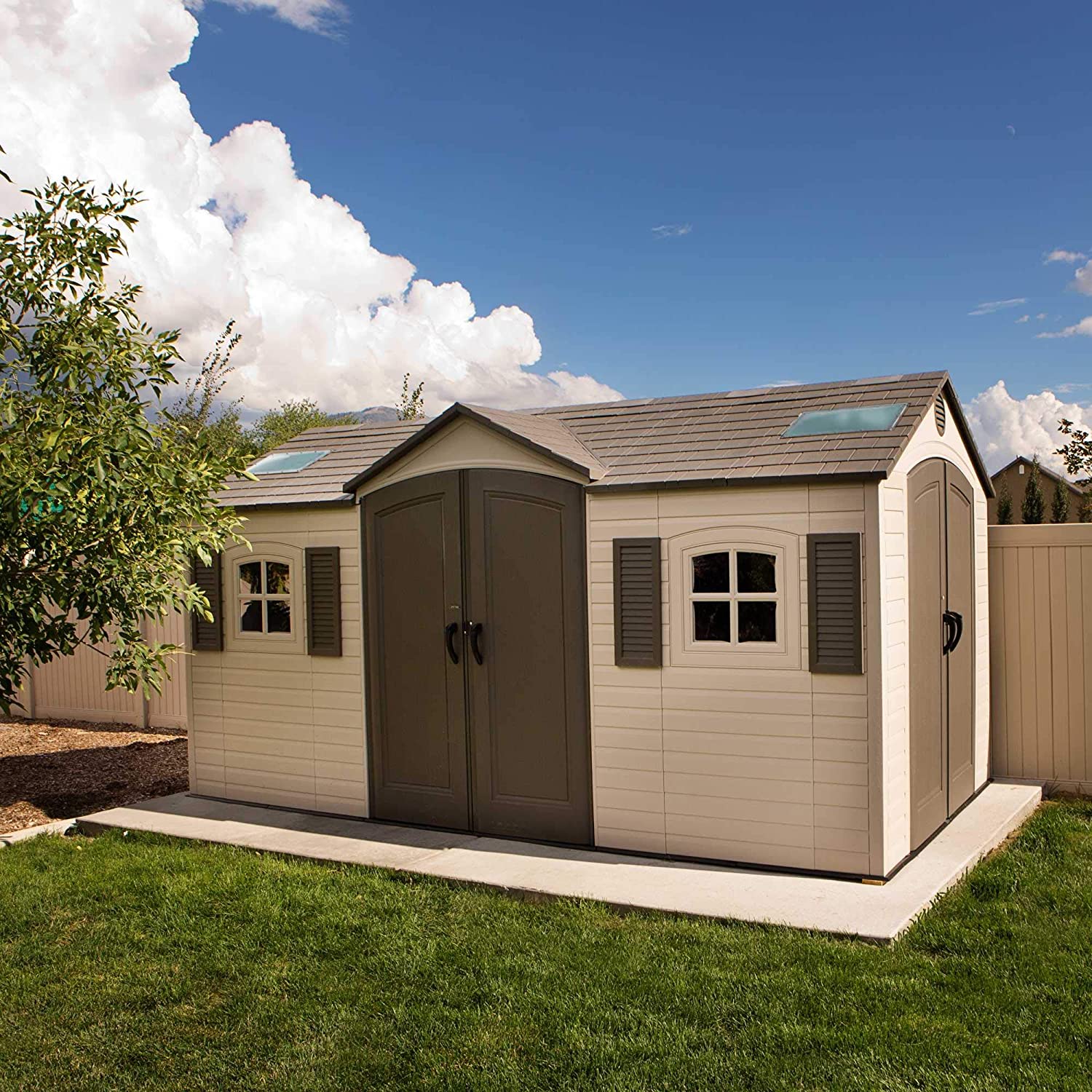 【Storage Shed】10x8 ft Outdoor Storage Shed, Desert Sand