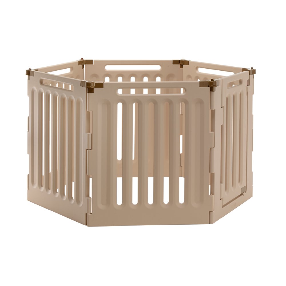 【Pet】Convertible Indoor/Outdoor Pet Playpen, Large, Soft Tan/Mocha
