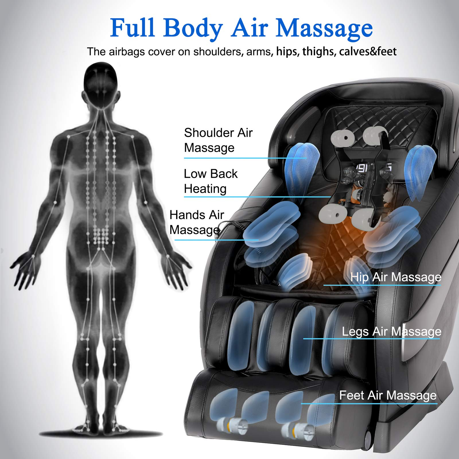 【Furniture】Massage Chair,Zero Gravity SL Track Massage Chairs, Full Body Shiatsu Massage Chair Recliner