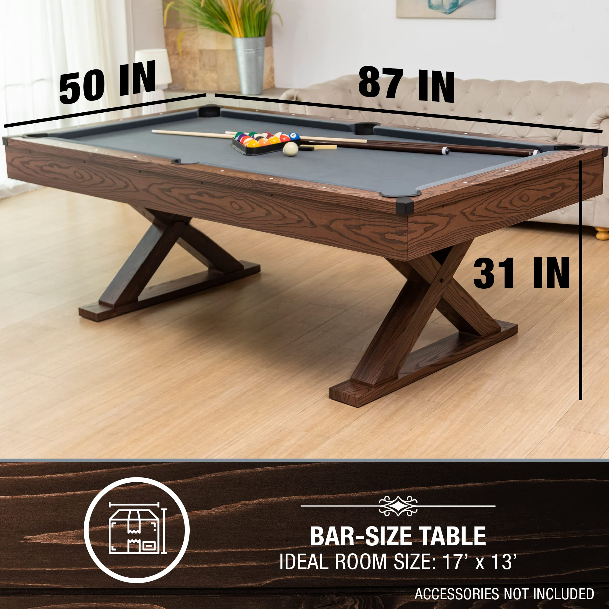 【Sports&Outdoors】Professional Grade Billiard Tables Pool Table, Scratch Resistant Luster Long Finish