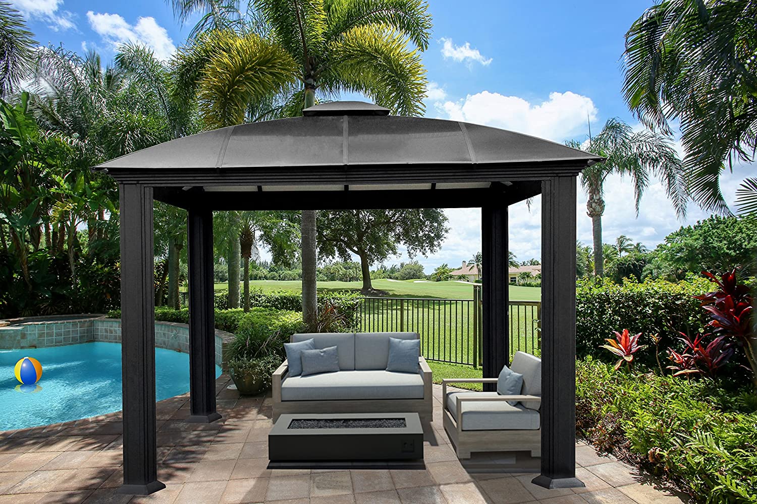 【Gazebo】12'x16' Aspen Hard Top Gazebo, Heavy-Duty Aluminum Backyard Structure, Durable and Rust-Free