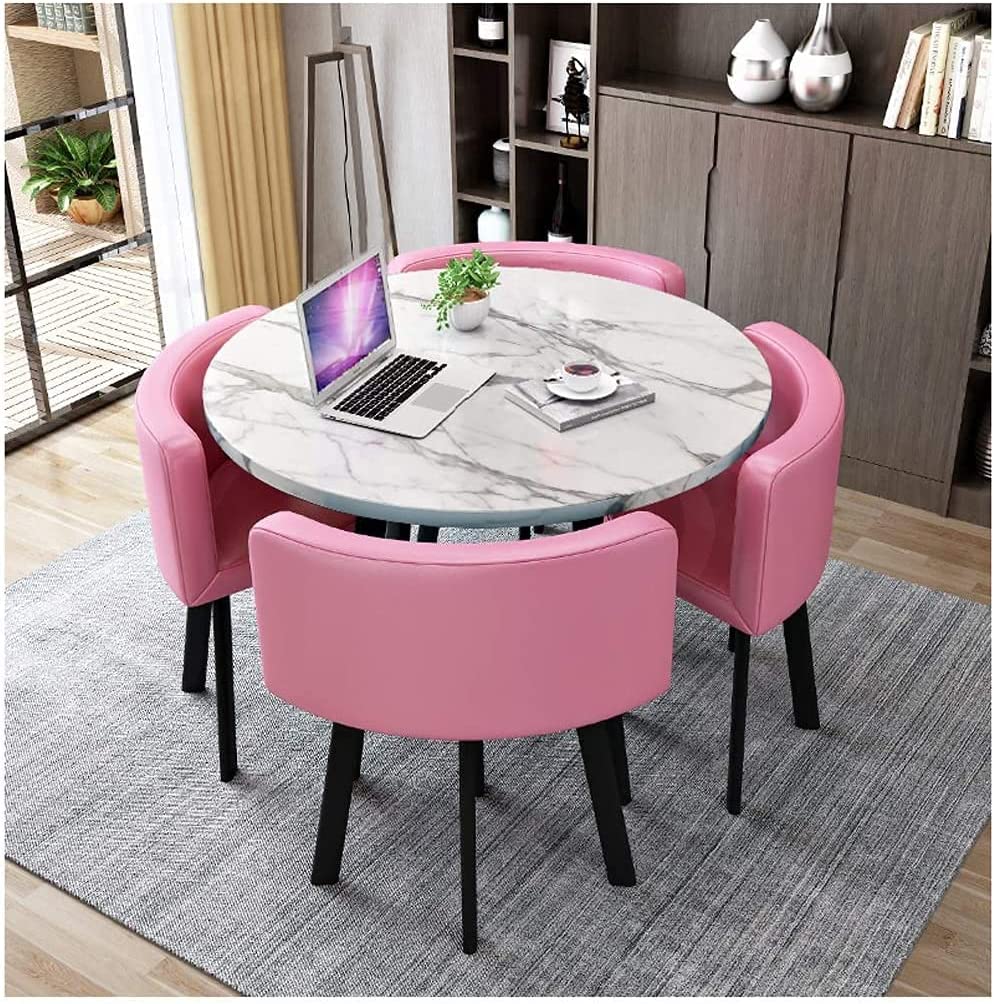 【Furniture】Kitchen Dining Table Set Round Dining Table Set for Home, Home Furniture Set 1 Table 4 Chairs