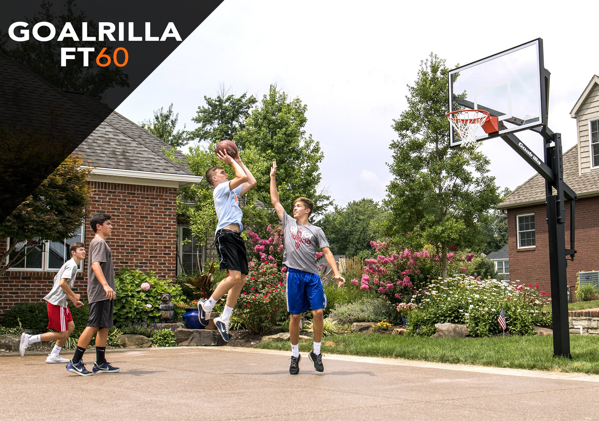 【Sports&Outdoors】Goalrilla FT Series Basketball Hoops with Tempered Glass Basketball Backboard, Black Anodized Frame