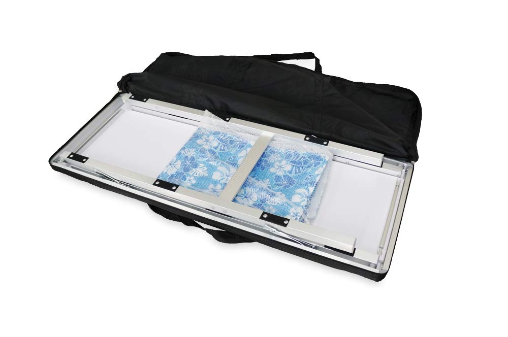 【Furniture】Folding Portable Party Bar w/Color-Changing LED Lights, Black & Hawaiian Bar Skirts & Storage Shelf