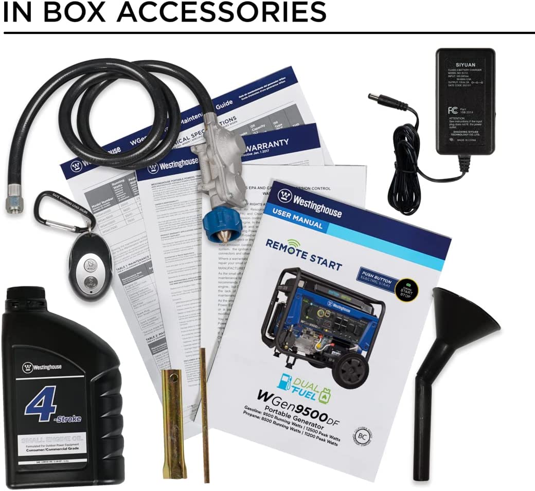 【Appliances】12500 Watt Dual Fuel Home Backup Portable Generator, Remote Electric Start, Transfer Switch Ready