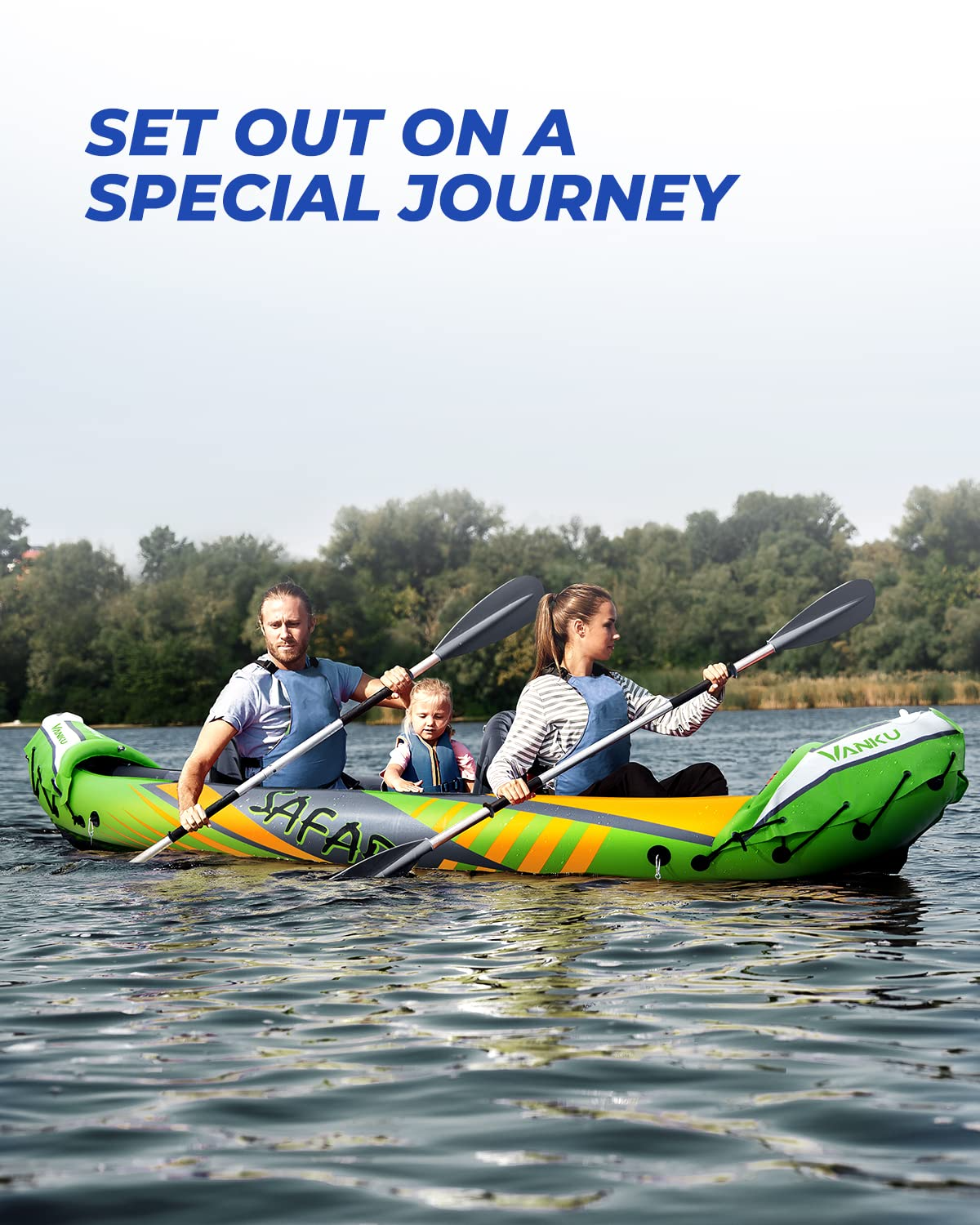 【Sports&Outdoors】Inflatable Kayak 2 Person with Sun Canopy, for Lake, Rivers, Streams