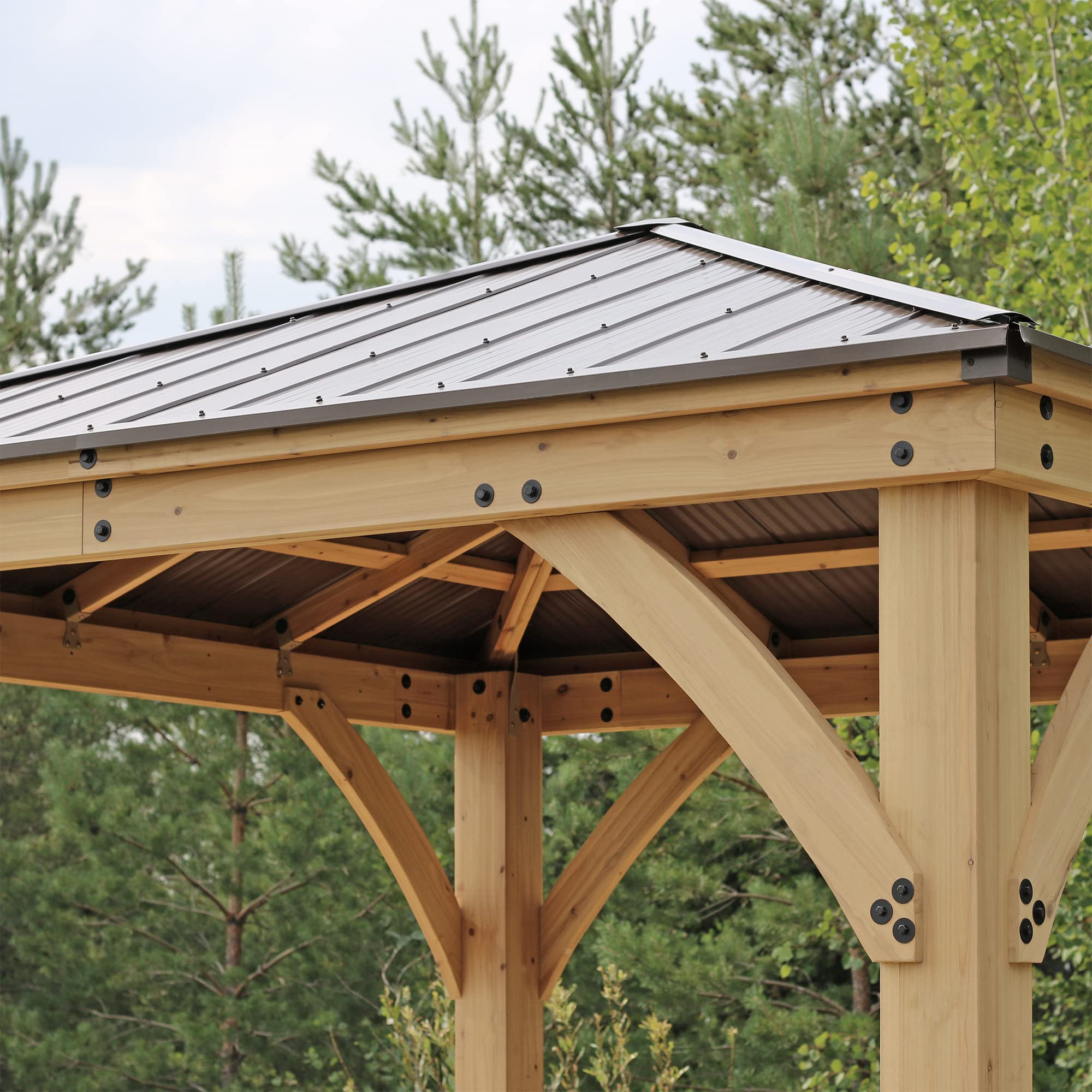 【Gazebo】Meridian 10x10 Solid Wood Patio Gazebo