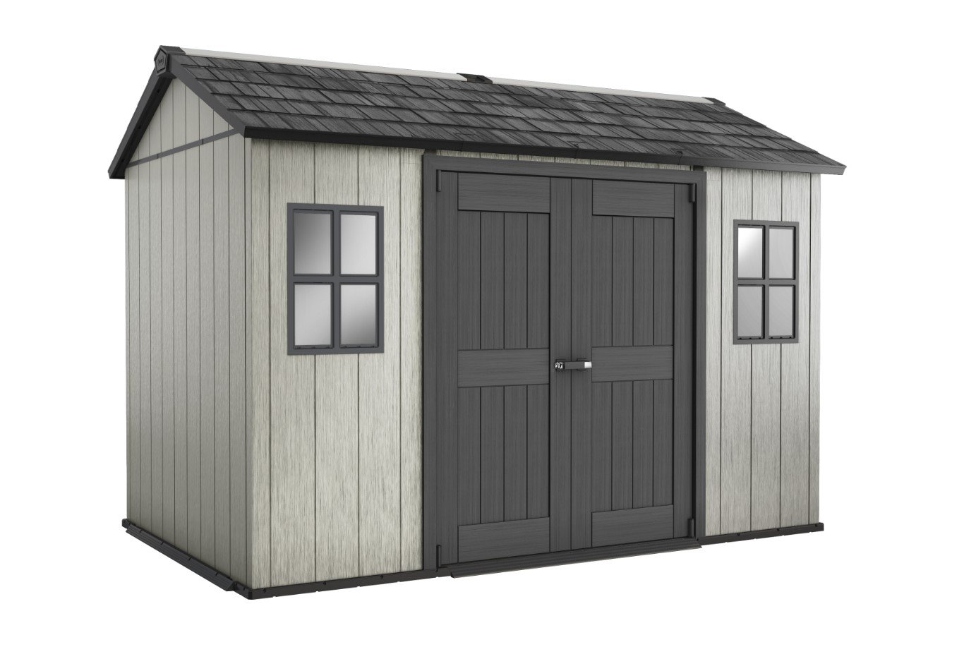 Outdoor Plastic Garden Storage Shed, Grey, 11x7.5 feet