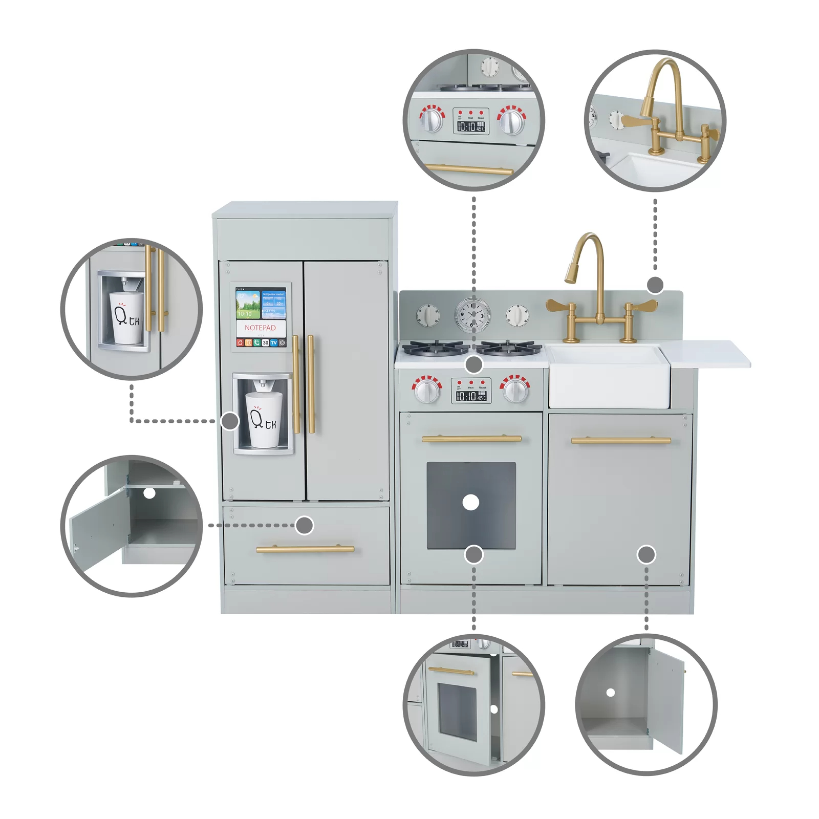 【Baby&Kids】Play Kitchen Toddler Pretend 2 pcs Play Set with Accessories & Ice Maker