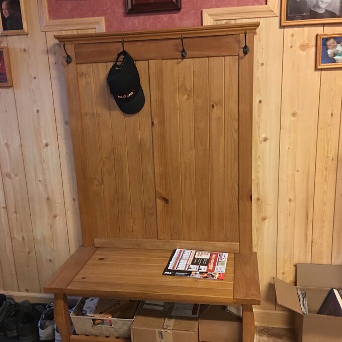 【Furniture】Bernnadette 40'' Wide Pine Solid Wood Hall Tree with Bench