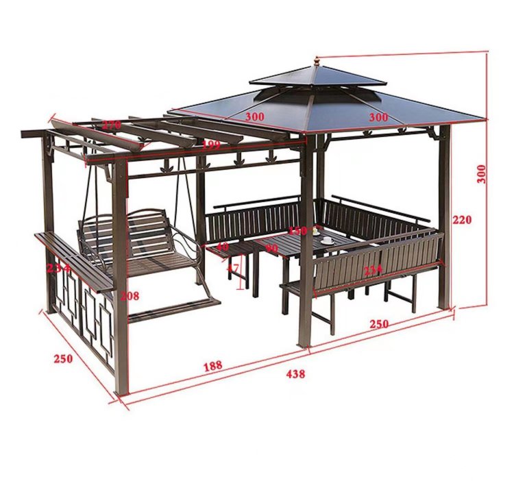 【Gazebo】Outdoor gazebo hanging chair villa garden antiseptic wood four-corner pavilion