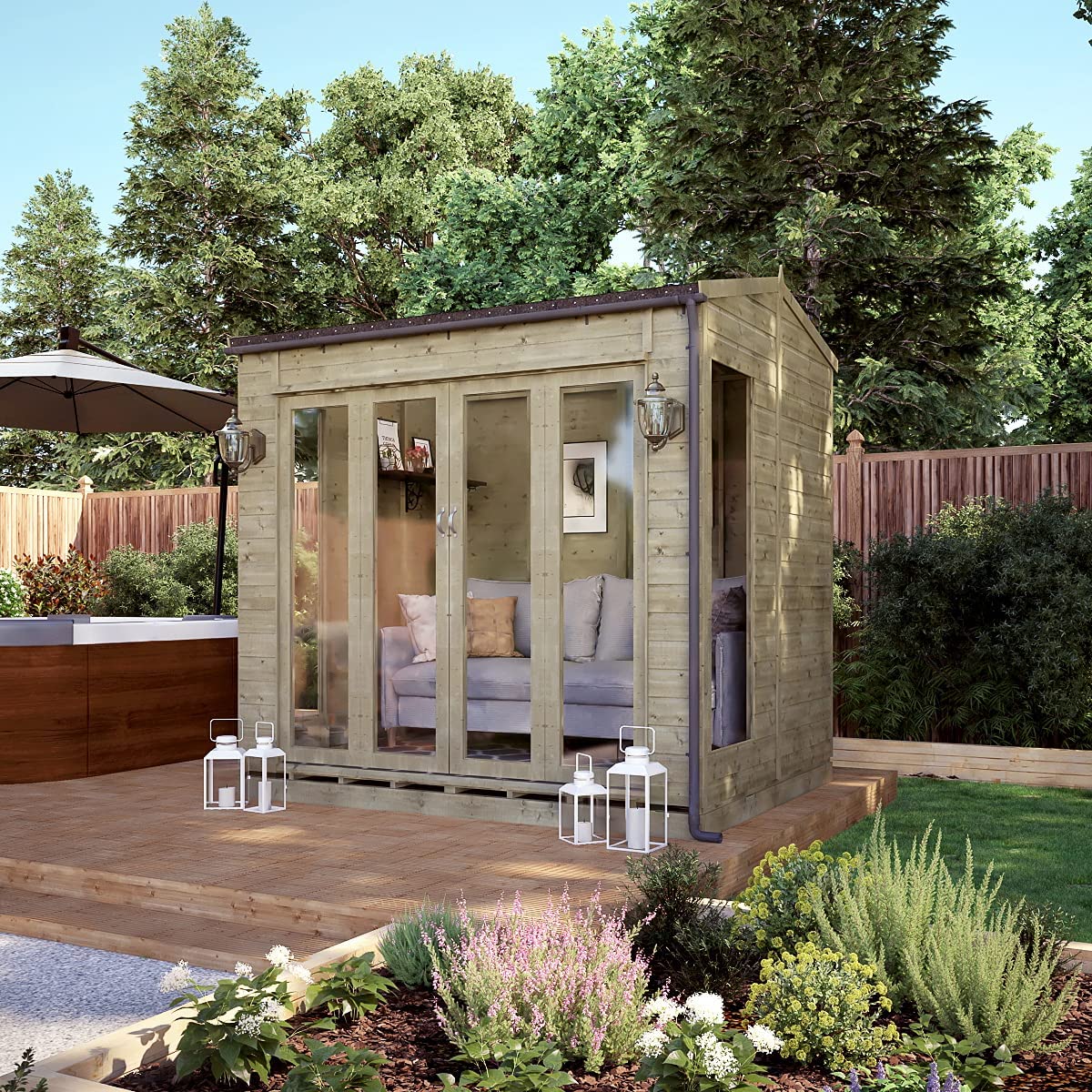 【Home&Garden】10x8 Cannes Wooden Summerhouse Garden Shed Wide Bi-fold Double French Doors