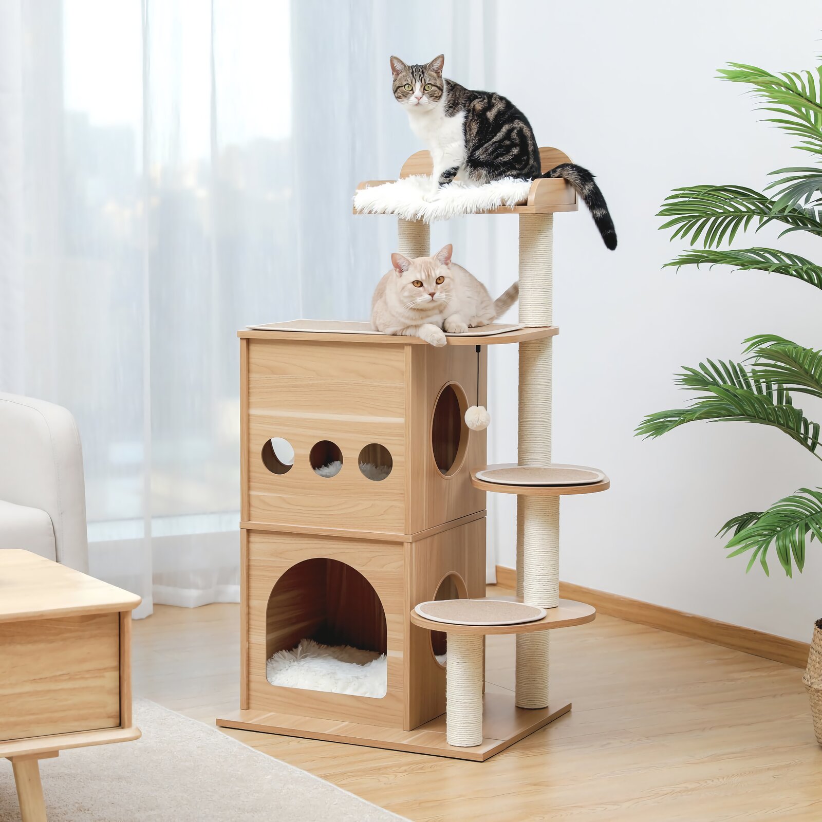 【Pet】47 Wooden Luxury Cat Tree