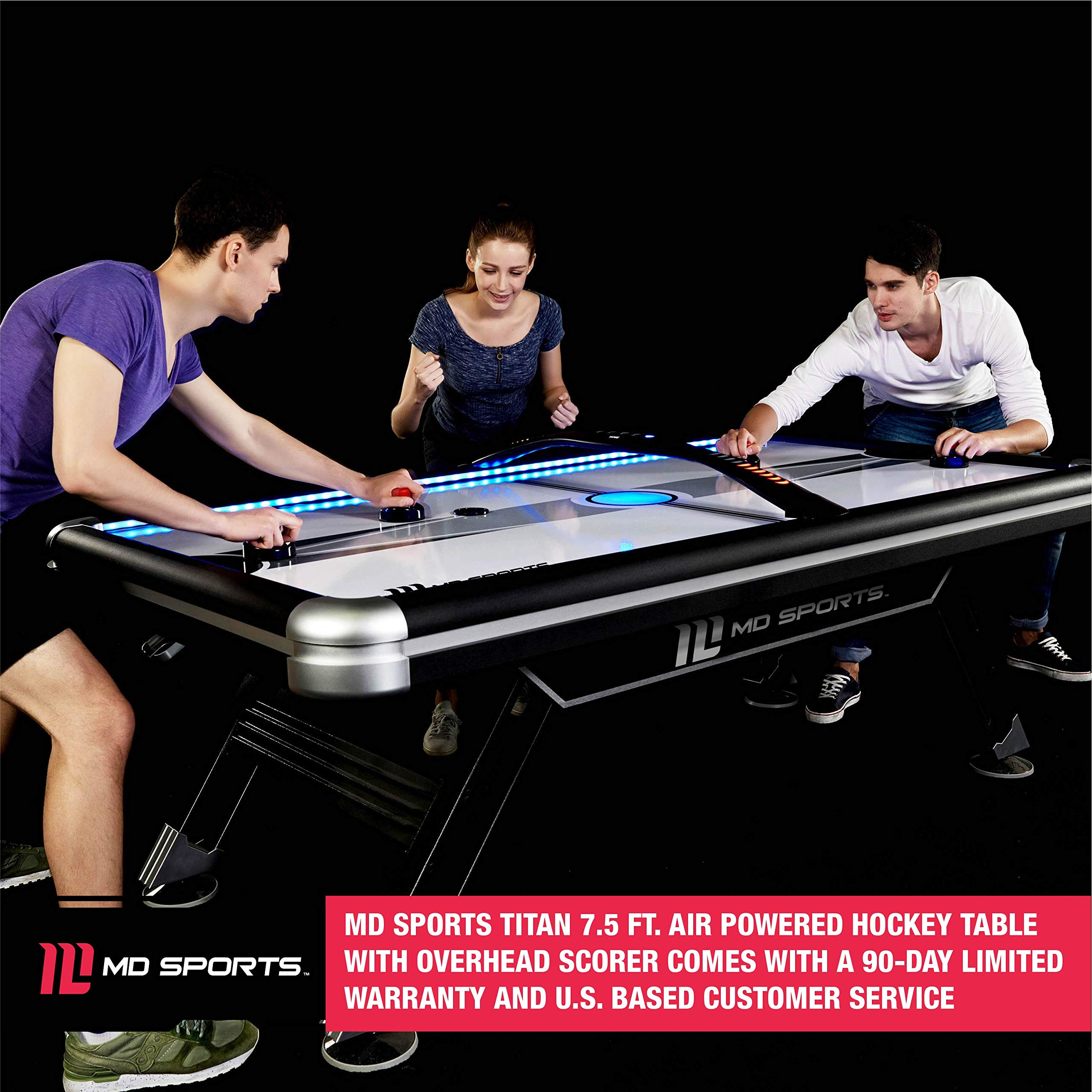 【Sports&Outdoors】Titan 7.5 ft. Air Powered Hockey Table with Overhead Scorer