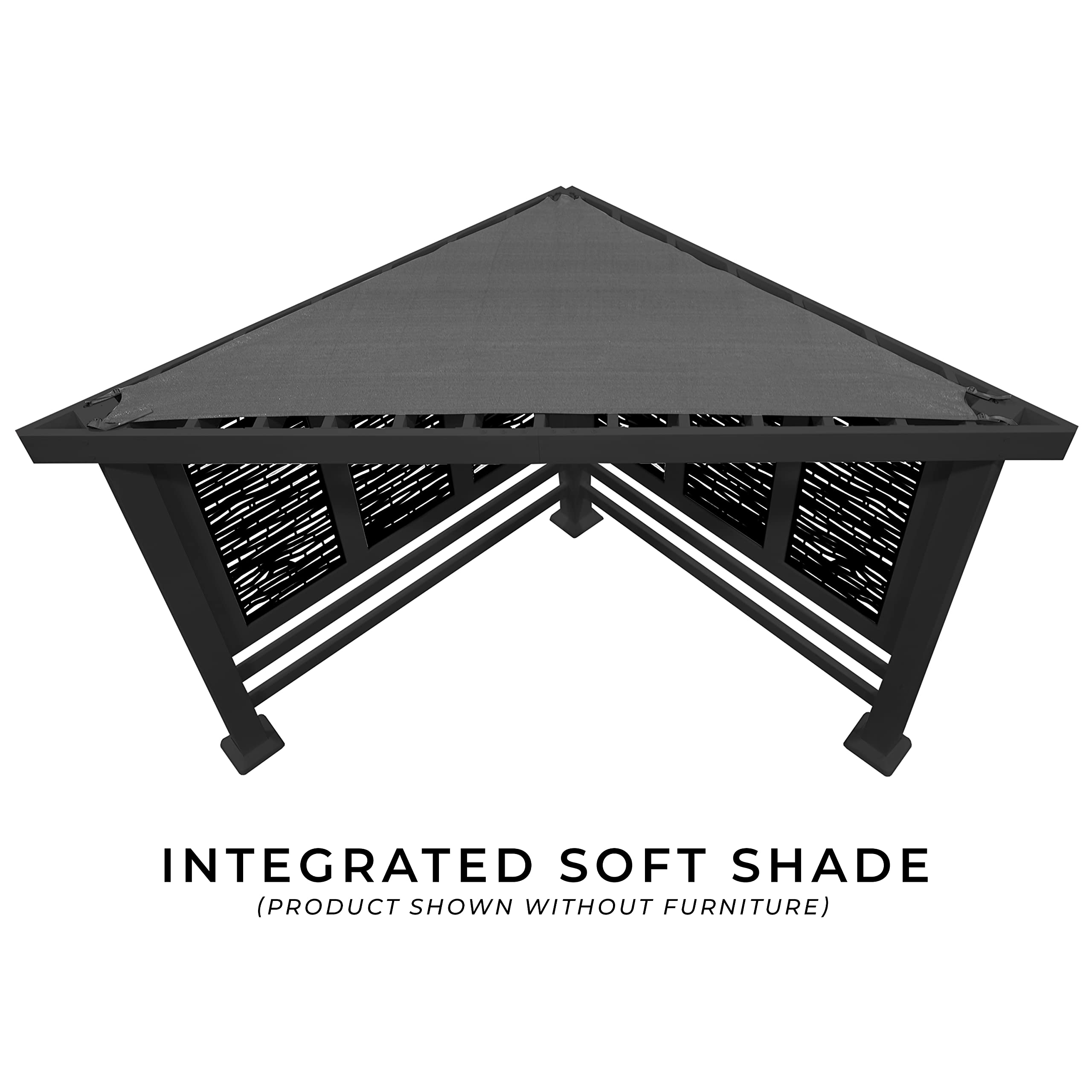 【Home&Garden】Glendale Modern Steel Cabana Pergola with Conversation Seating in Slate