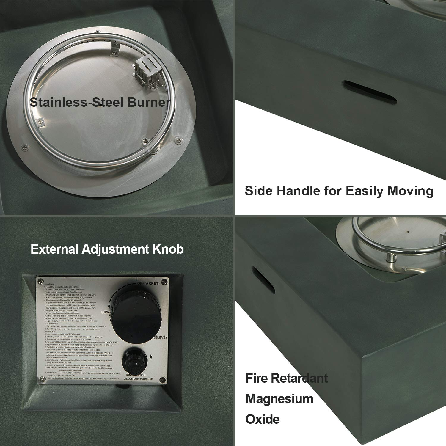 【Home&Garden】8-Pc Fire Pit Table Outdoor Furniture Sofa, Wicker Cushion Sectional w Celadon Fire Heater《NO8》