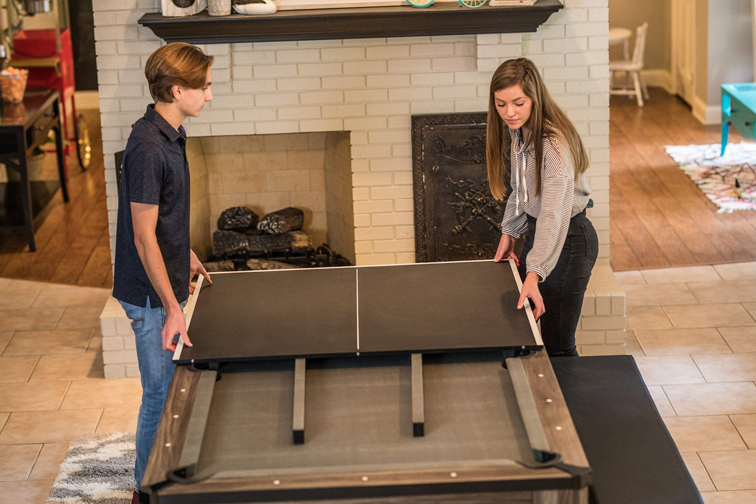 【Sports&Outdoors】7' Hampton 3-in-1 Combination Table Includes Billiards, Table Tennis & Dining Table