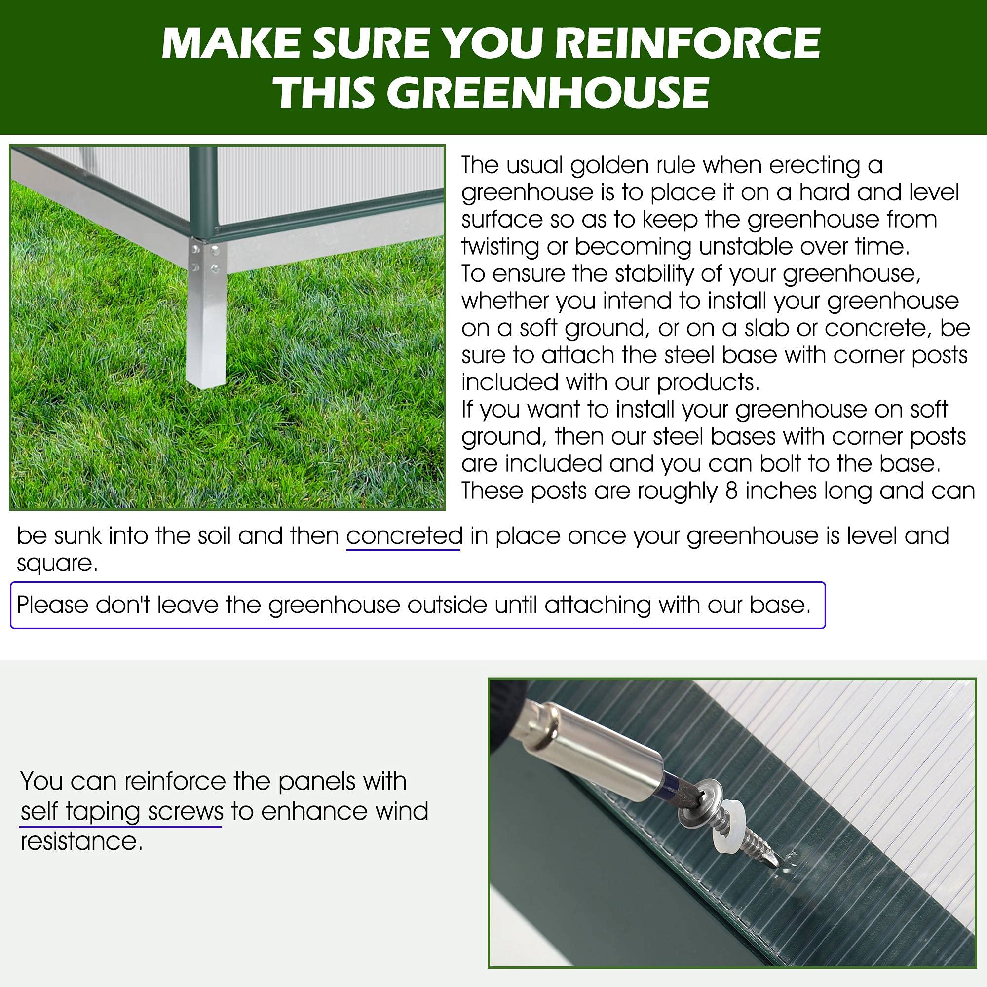 【Home&Garden】6x8 Hobby Greenhouse, Polycarbonate Aluminum Green House with Window, Heavy Duty Greenhouses Kit